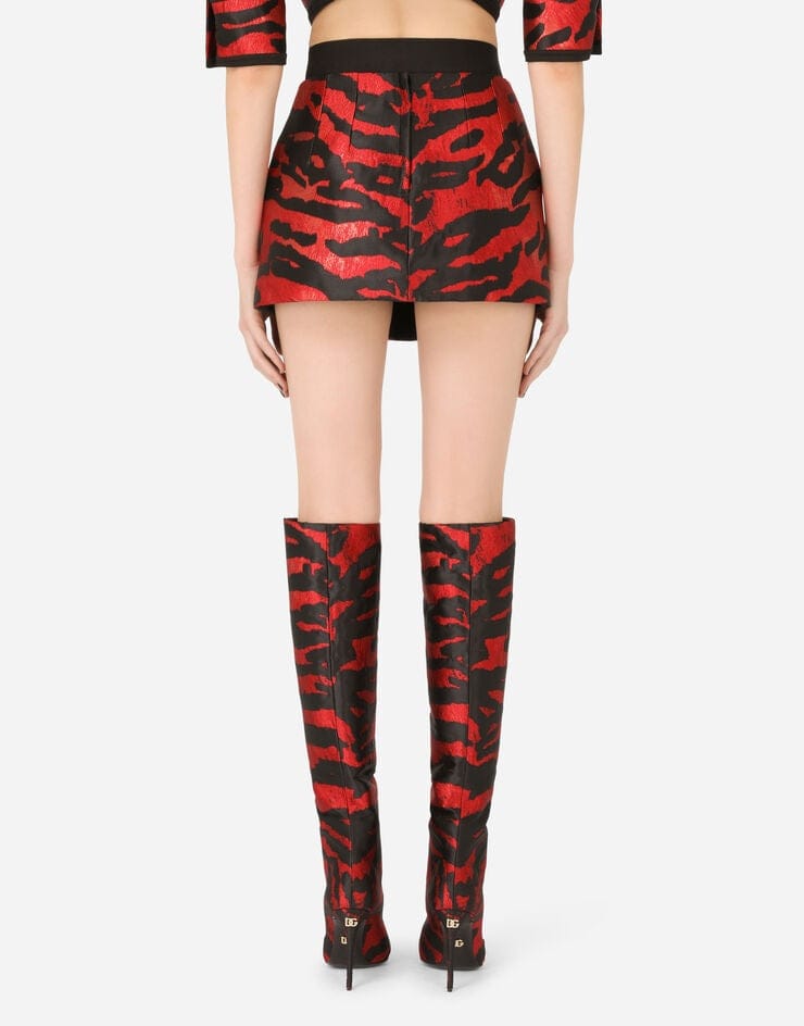 Dolce & Gabbana Tiger-Print Wrap Lamé Jacquard Skirt