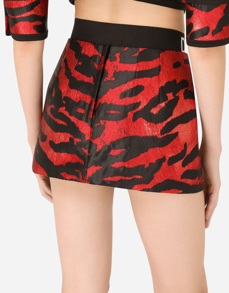Dolce & Gabbana Tiger-Print Wrap Lamé Jacquard Skirt