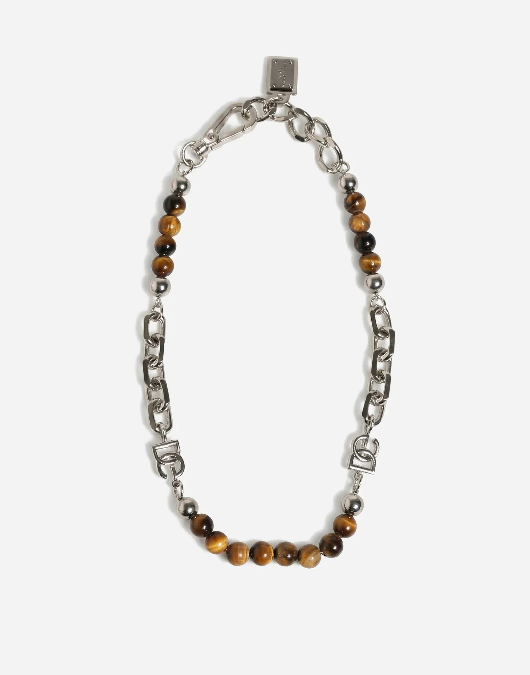 Dolce & Gabbana Tiger’s Eye Beaded Chain Necklace