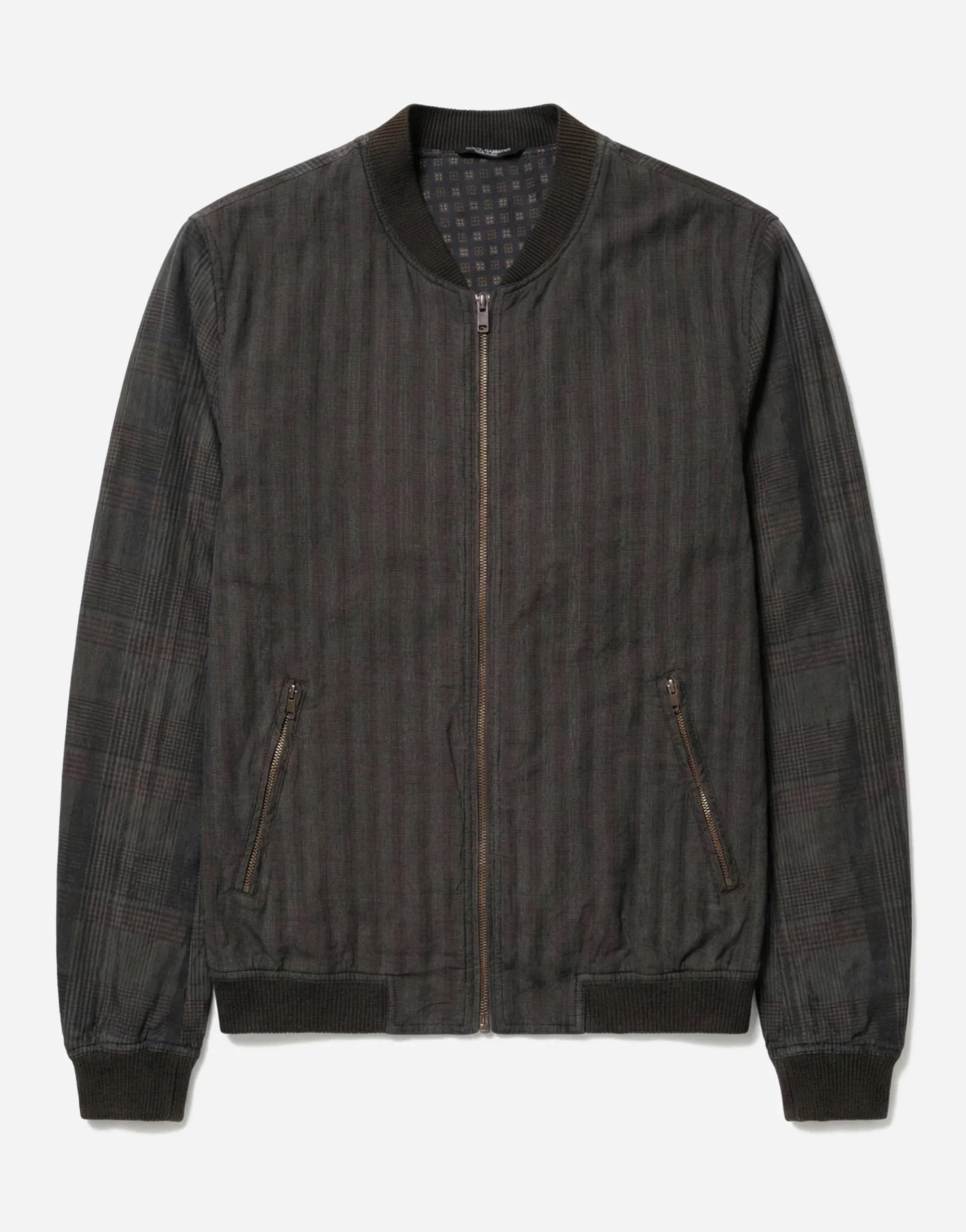 Dolce & Gabbana Tonal Stripe & Plaid Zip-Up Bomber Jackeet