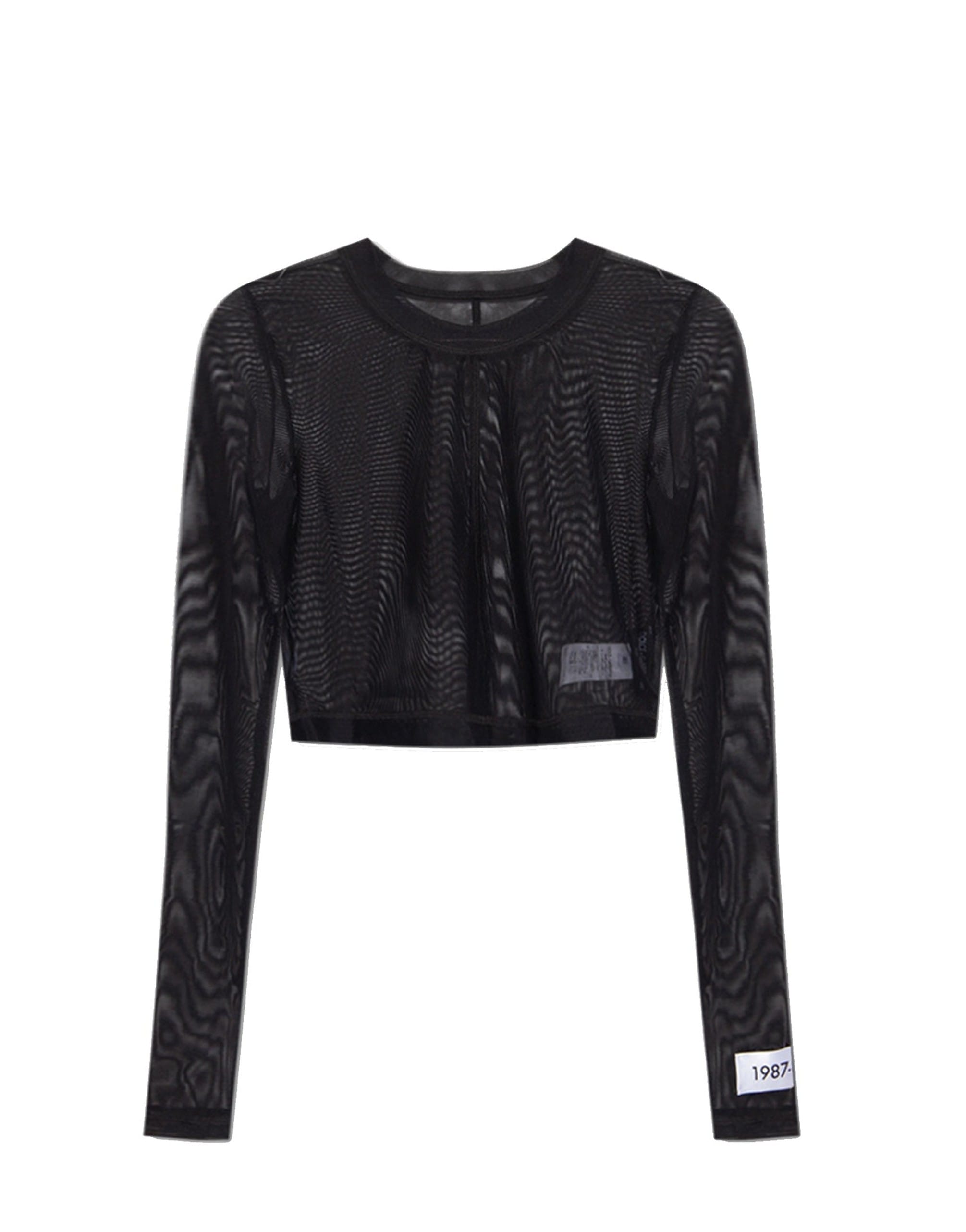 Dolce & Gabbana Transparent Long Sleeve Logo Patch Top