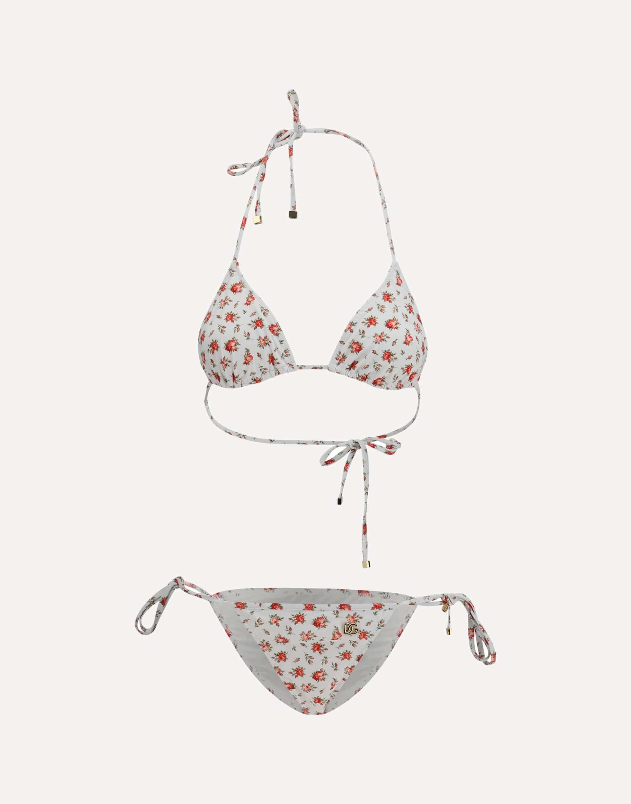 Dolce & Gabbana Triangle Bikini With Roselline Print