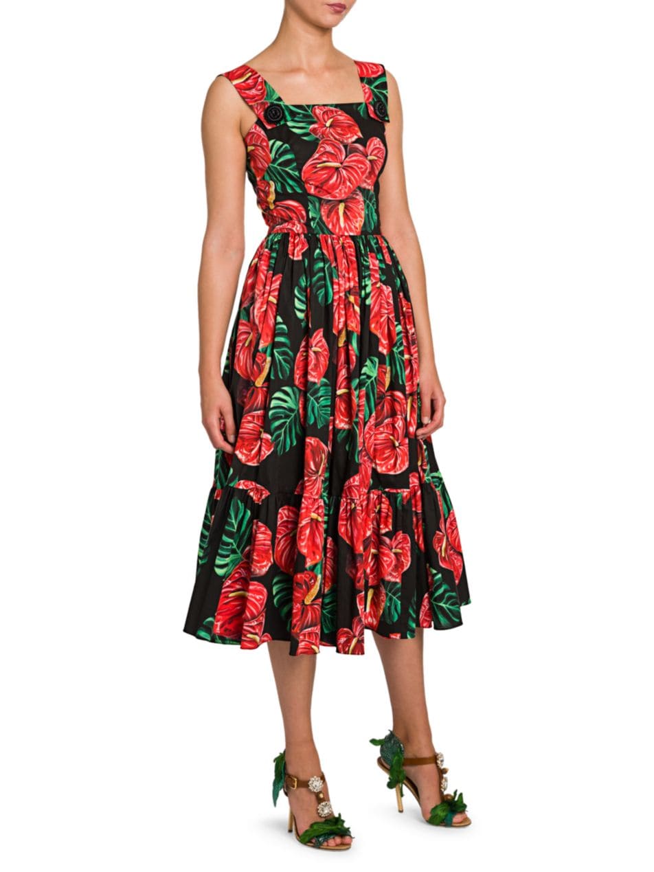 Dolce & Gabbana Tropical Floral-Print Poplin Dress