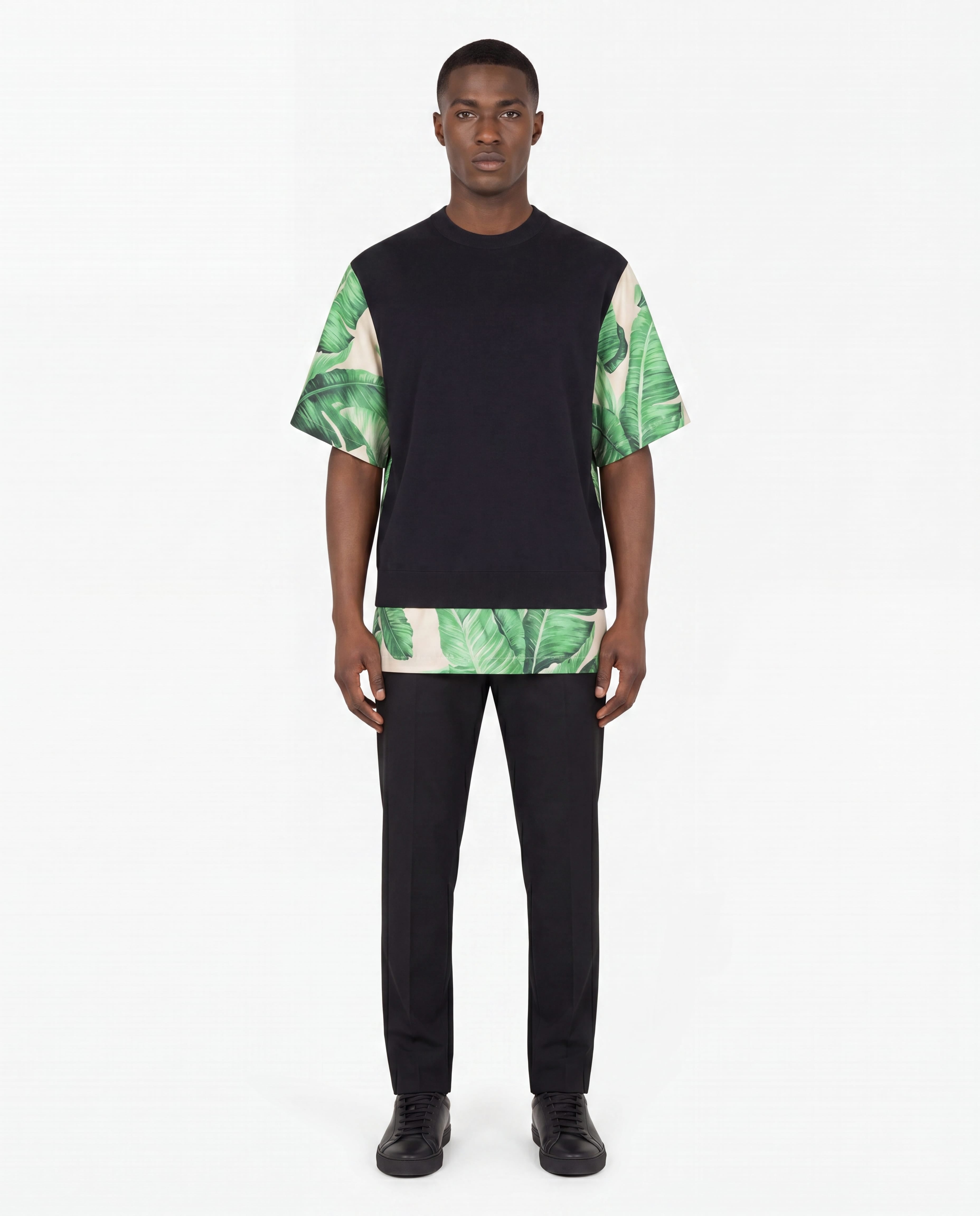 Dolce & Gabbana Tropical Leaf Knit Silk Blend T-Shirt - alternate view
