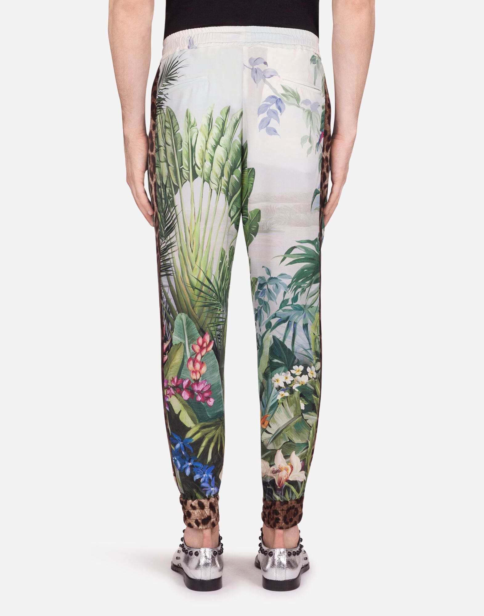 Dolce & Gabbana Tropical-Print Silk Jogging Pants