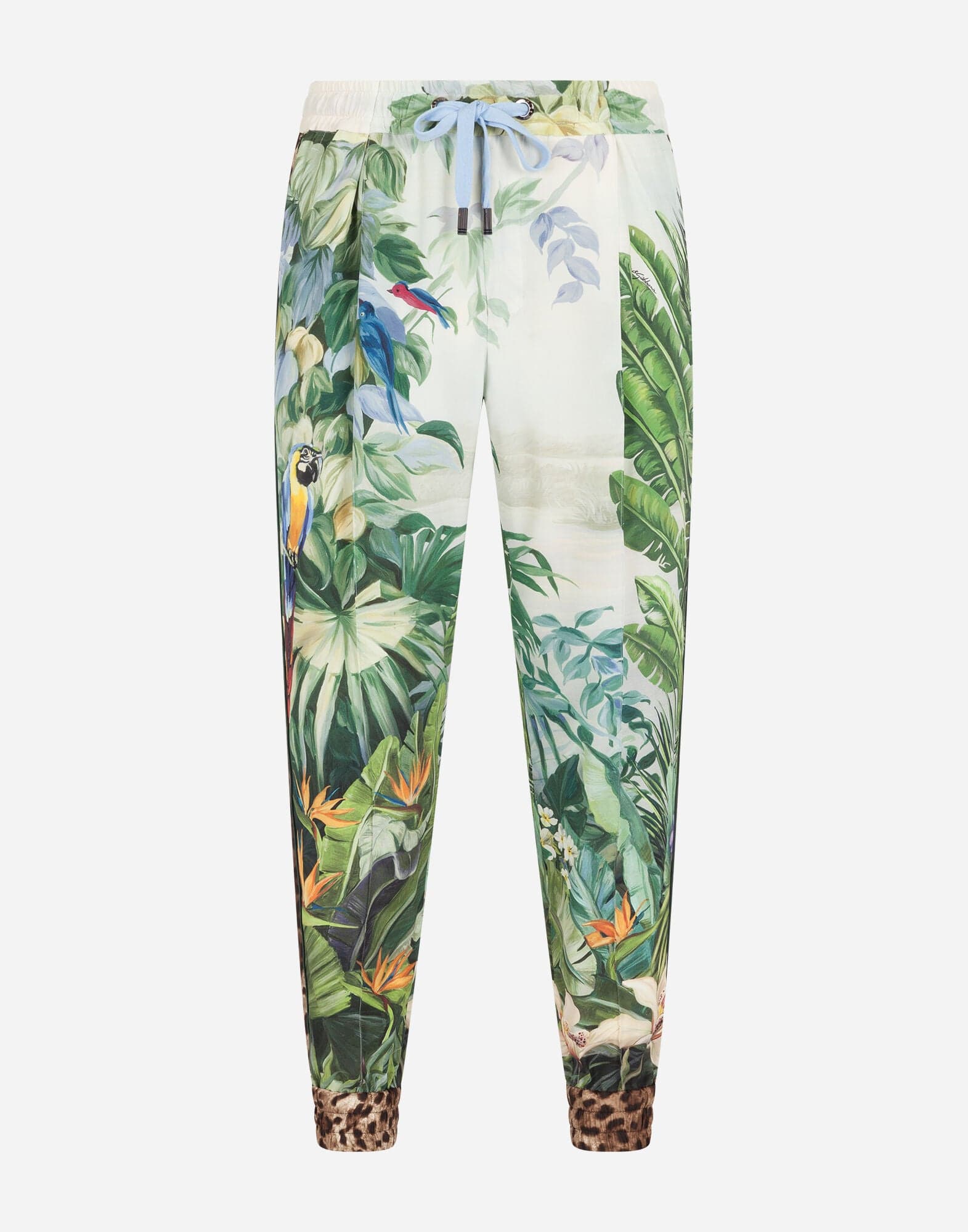 Dolce & Gabbana Tropical-Print Silk Jogging Pants