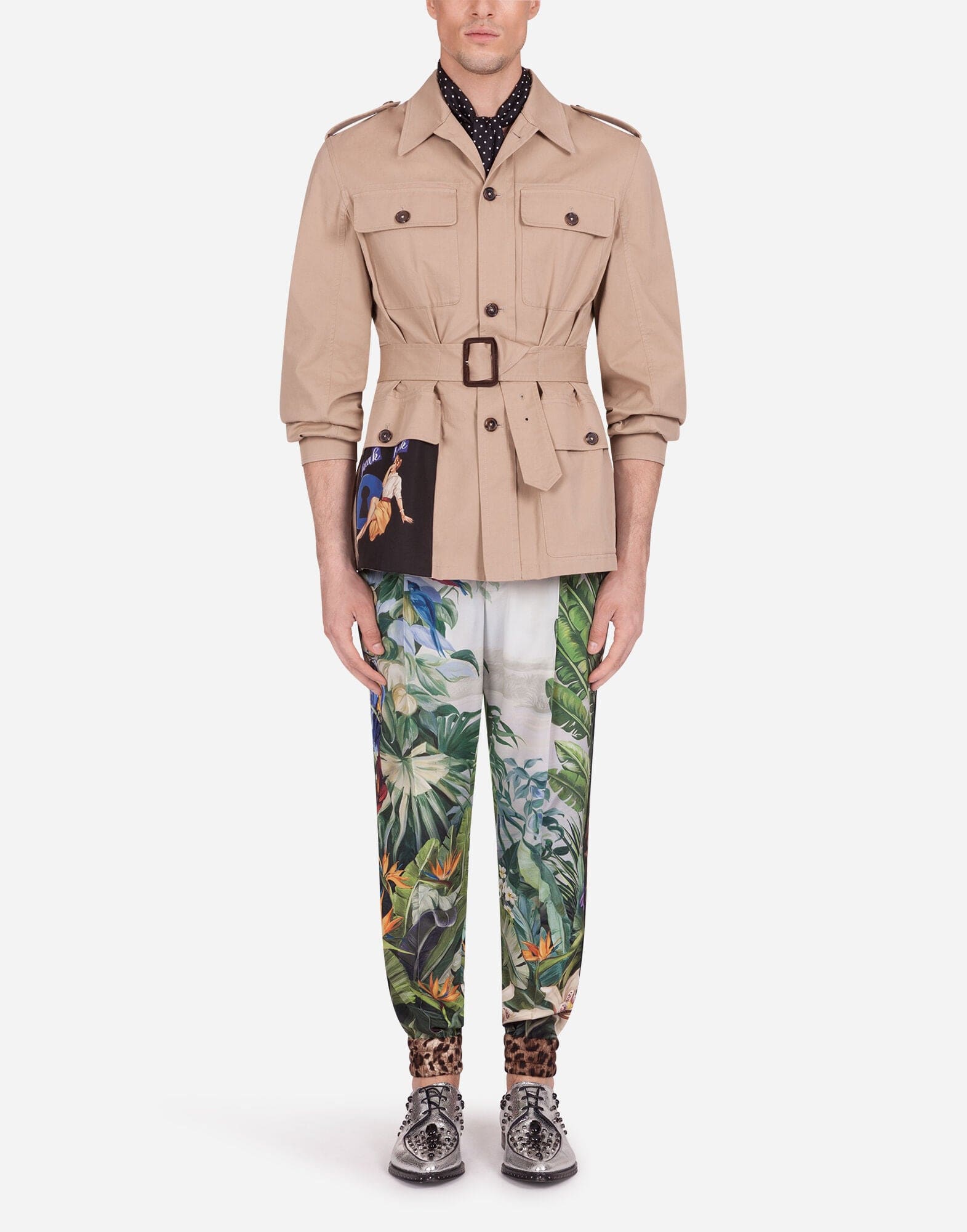 Dolce & Gabbana Tropical-Print Silk Jogging Pants