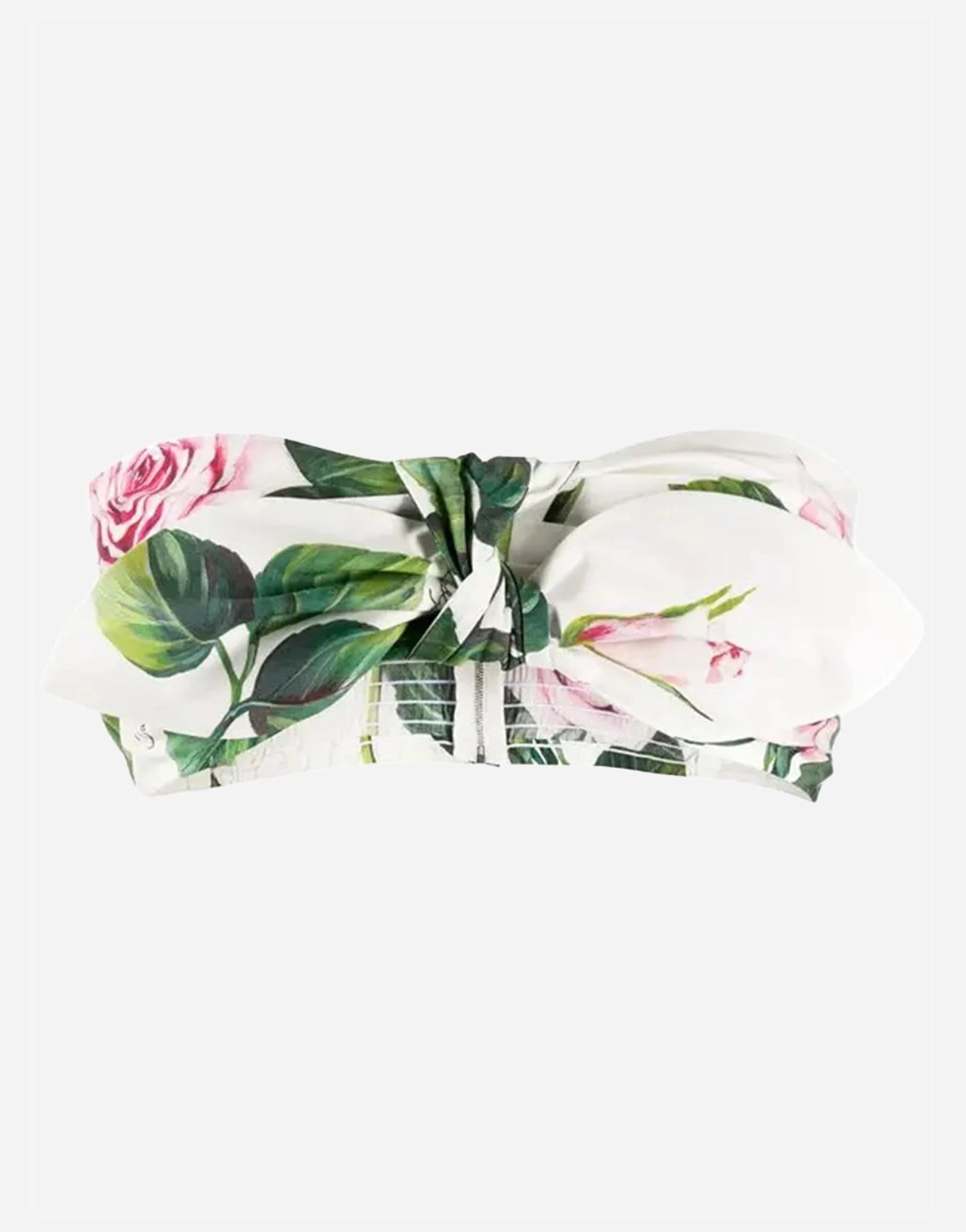 Dolce & Gabbana Tropical Rose Print Bandeau Top