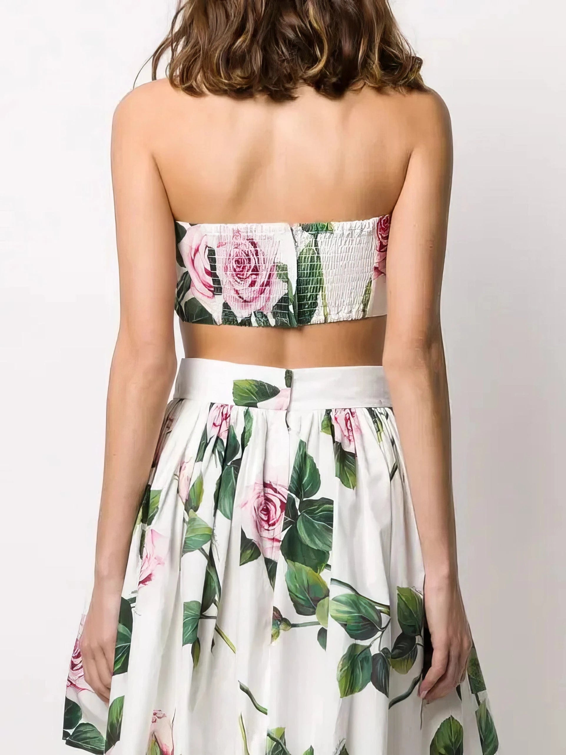 Dolce & Gabbana Tropical Rose Print Bandeau Top