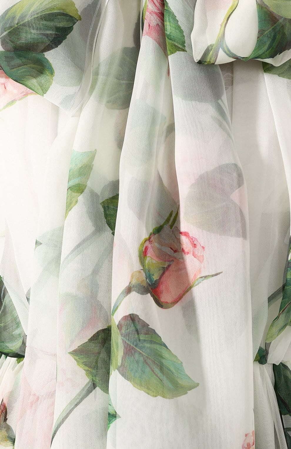 Dolce & Gabbana Tropical Rose Print Chiffon Silk Dress