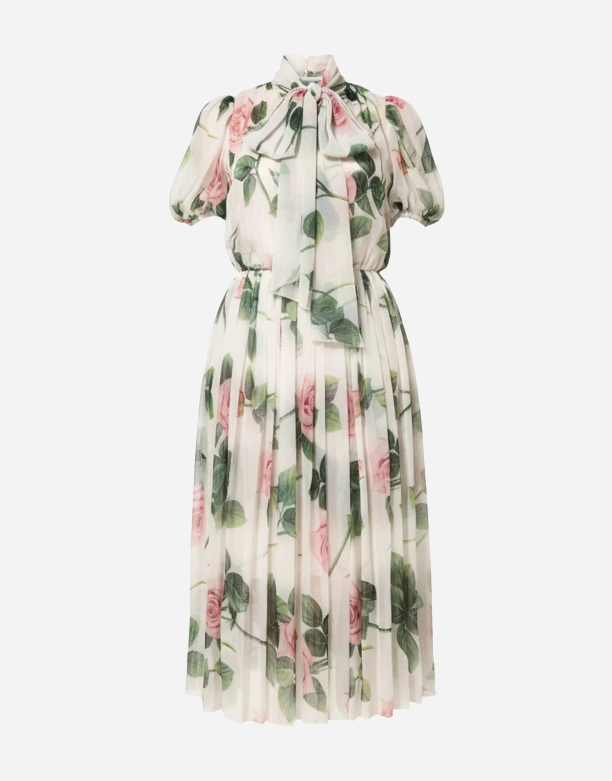 Dolce & Gabbana Tropical-Rose Print Longuette Maxi Dress