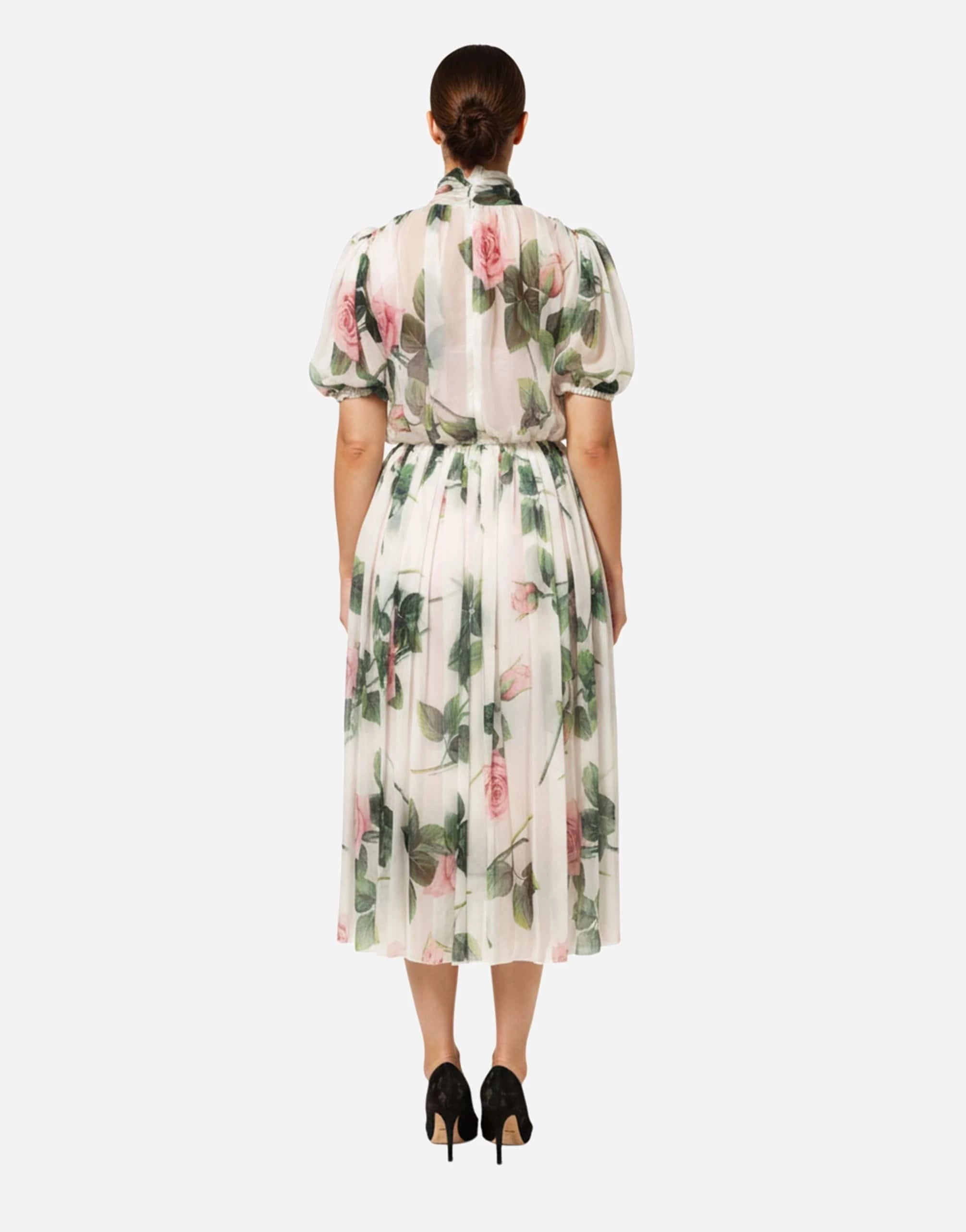 Dolce & Gabbana Tropical-Rose Print Longuette Maxi Dress