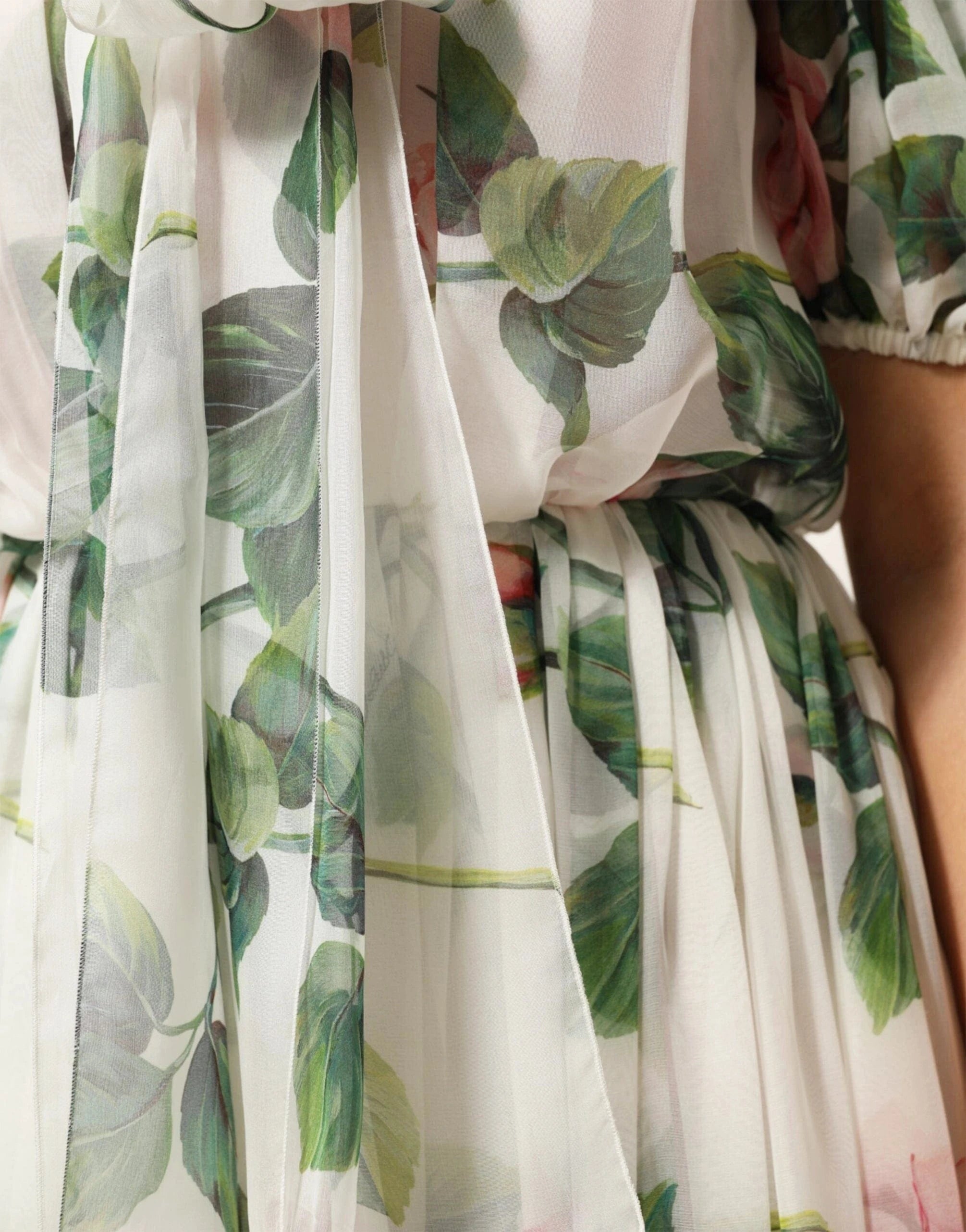 Dolce & Gabbana Tropical-Rose Print Longuette Maxi Dress