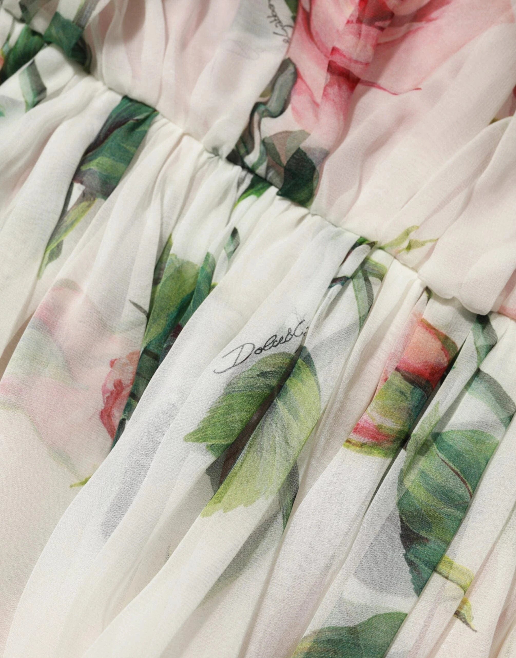 Dolce & Gabbana Tropical-Rose Print Longuette Maxi Dress