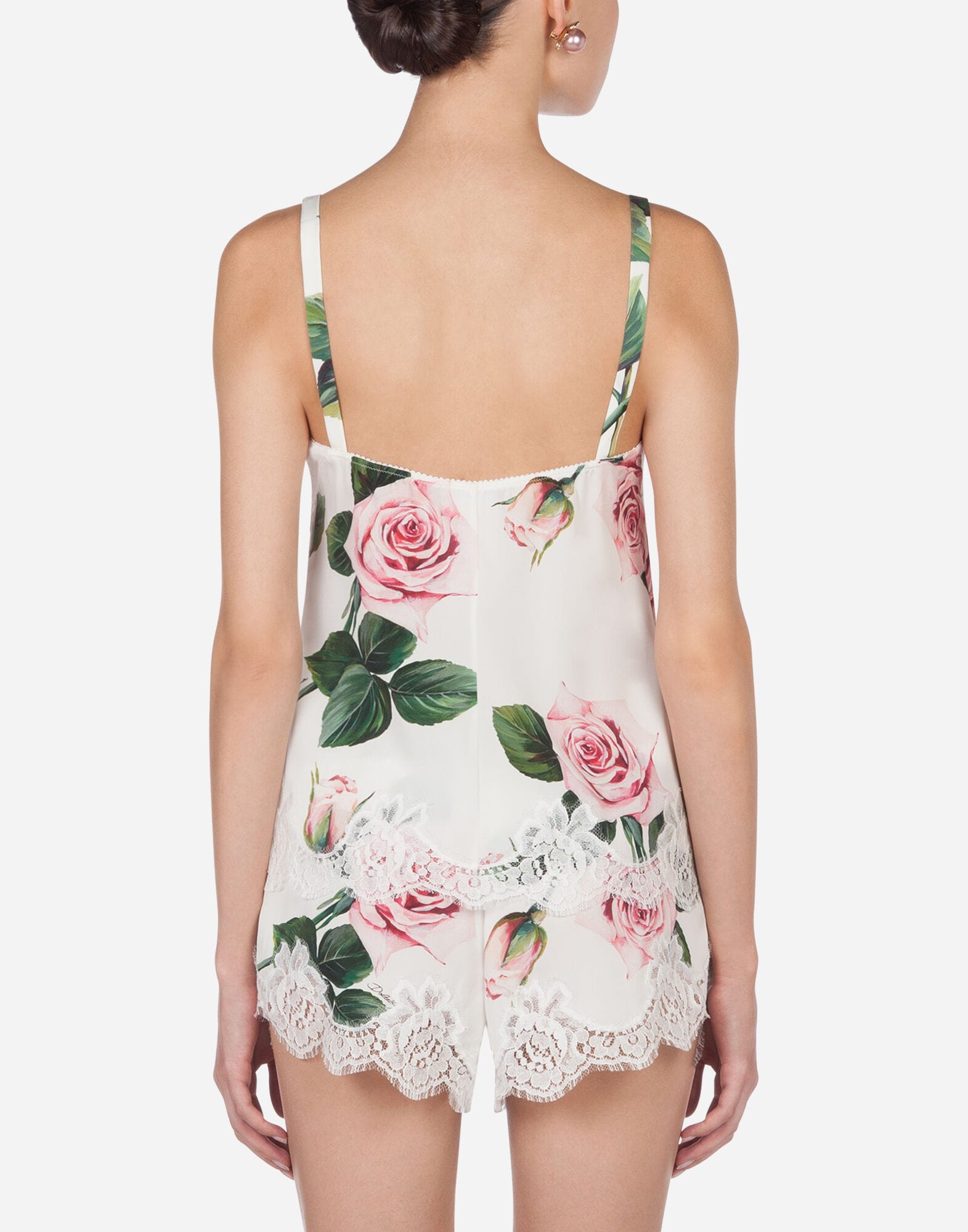 Dolce & Gabbana Dolce & Gabbana Tropical Rose Print Silk Lingerie Top
