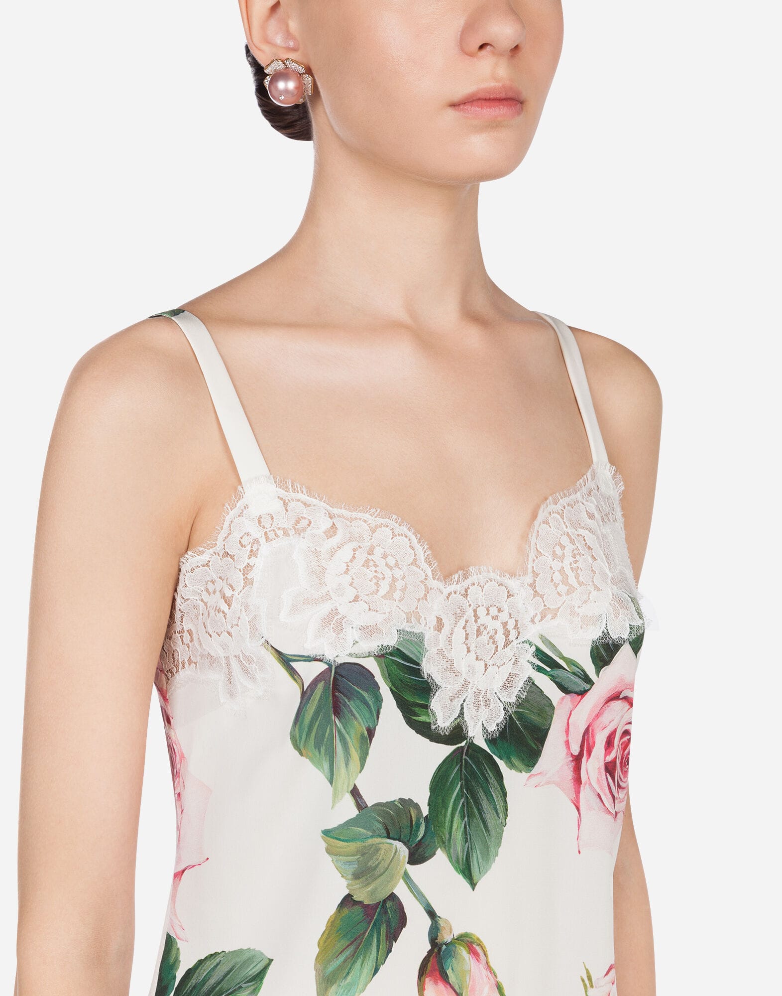 Dolce & Gabbana Dolce & Gabbana Tropical Rose Print Silk Lingerie Top