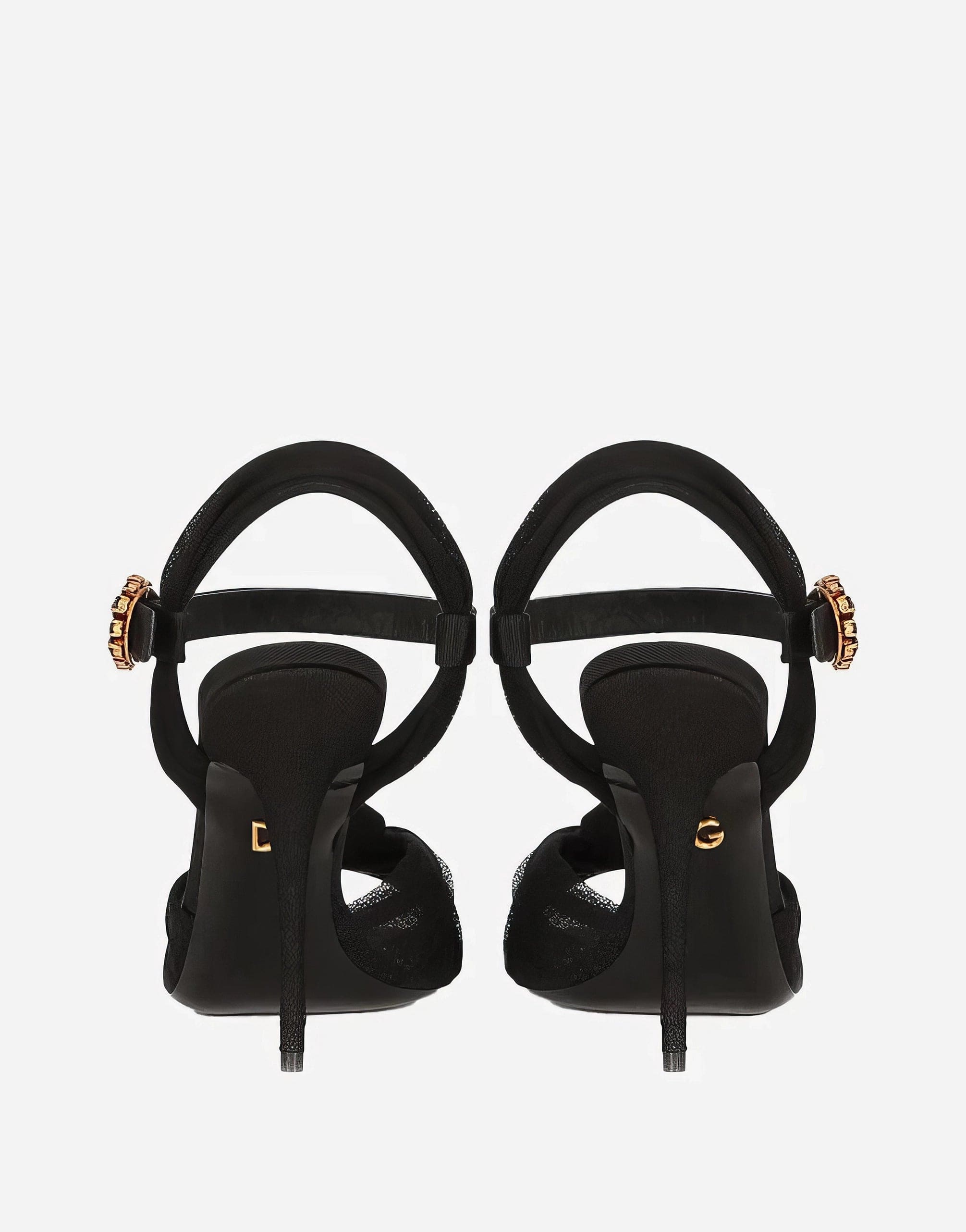 Dolce & Gabbana Tulle And Gros-Grain Sandals With Bejeweled Buckle