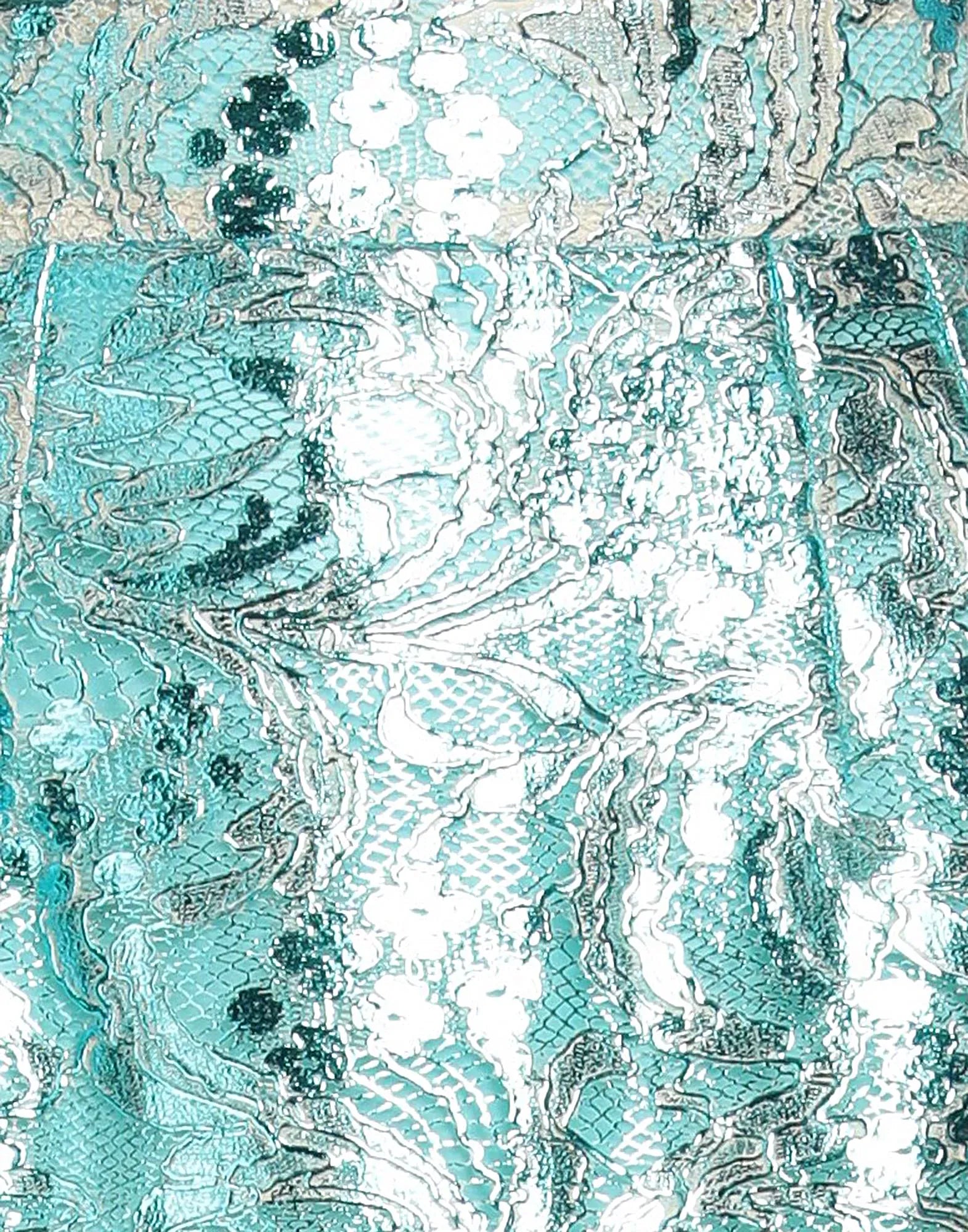 Dolce & Gabbana Turquoise Floral Sequin Lace Mini Skirt