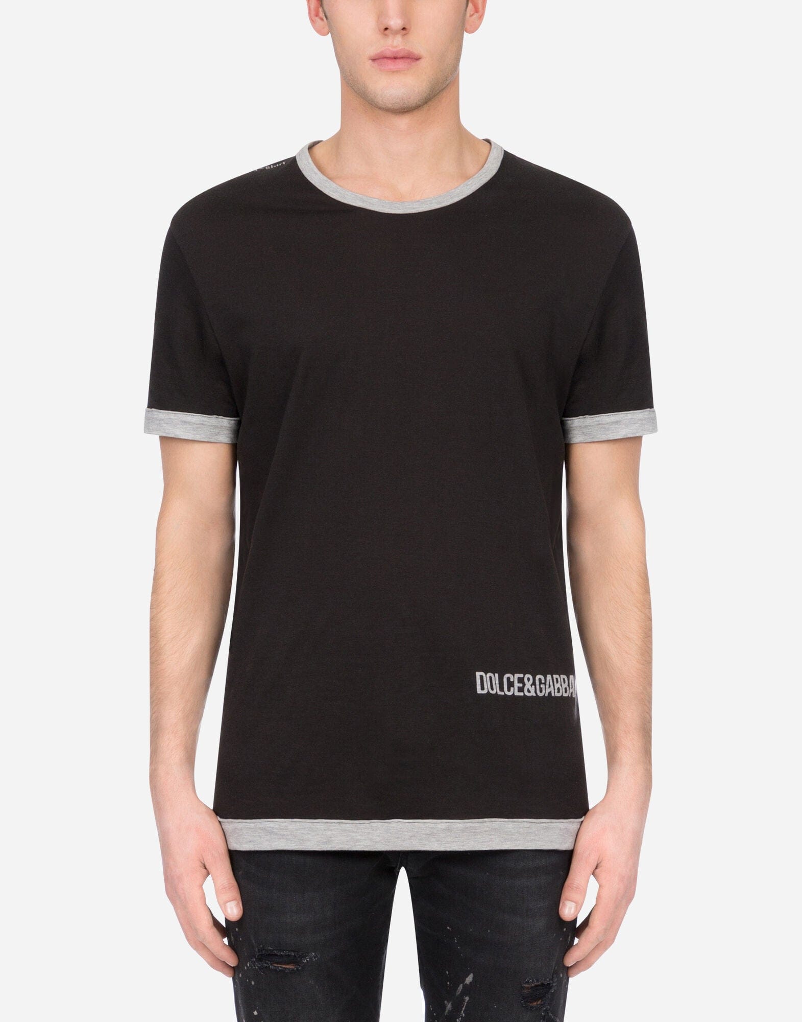 Dolce & Gabbana T-shirt in cotone con logo DG bicolore