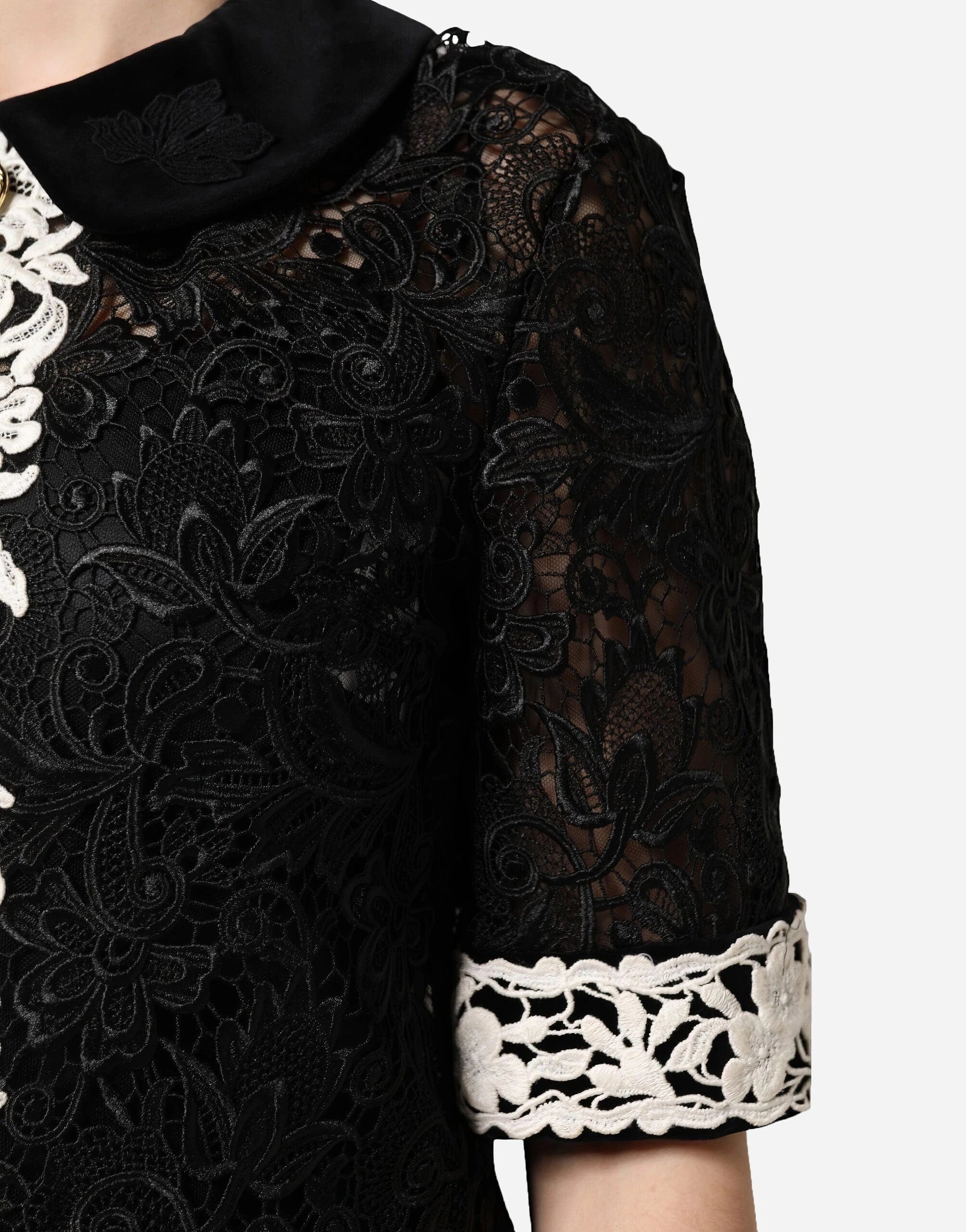 Dolce & Gabbana Two-Tone Floral Lace Mini Dress