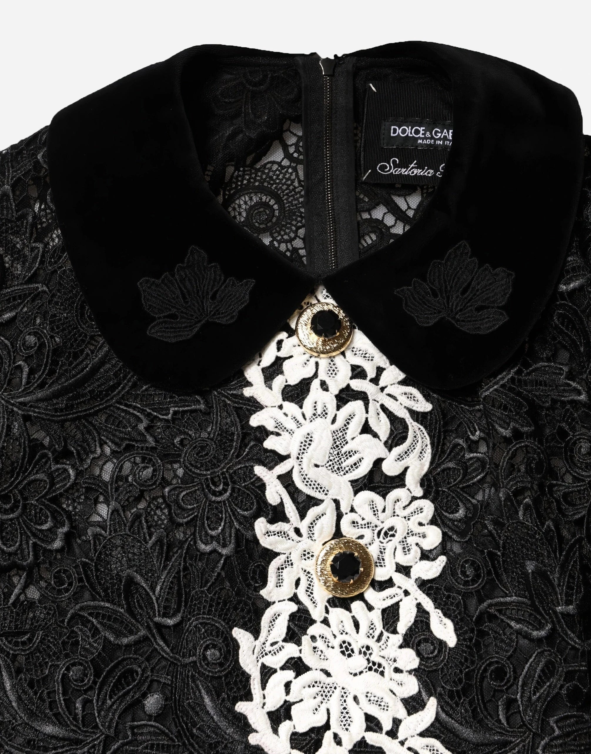 Dolce & Gabbana Two-Tone Floral Lace Mini Dress