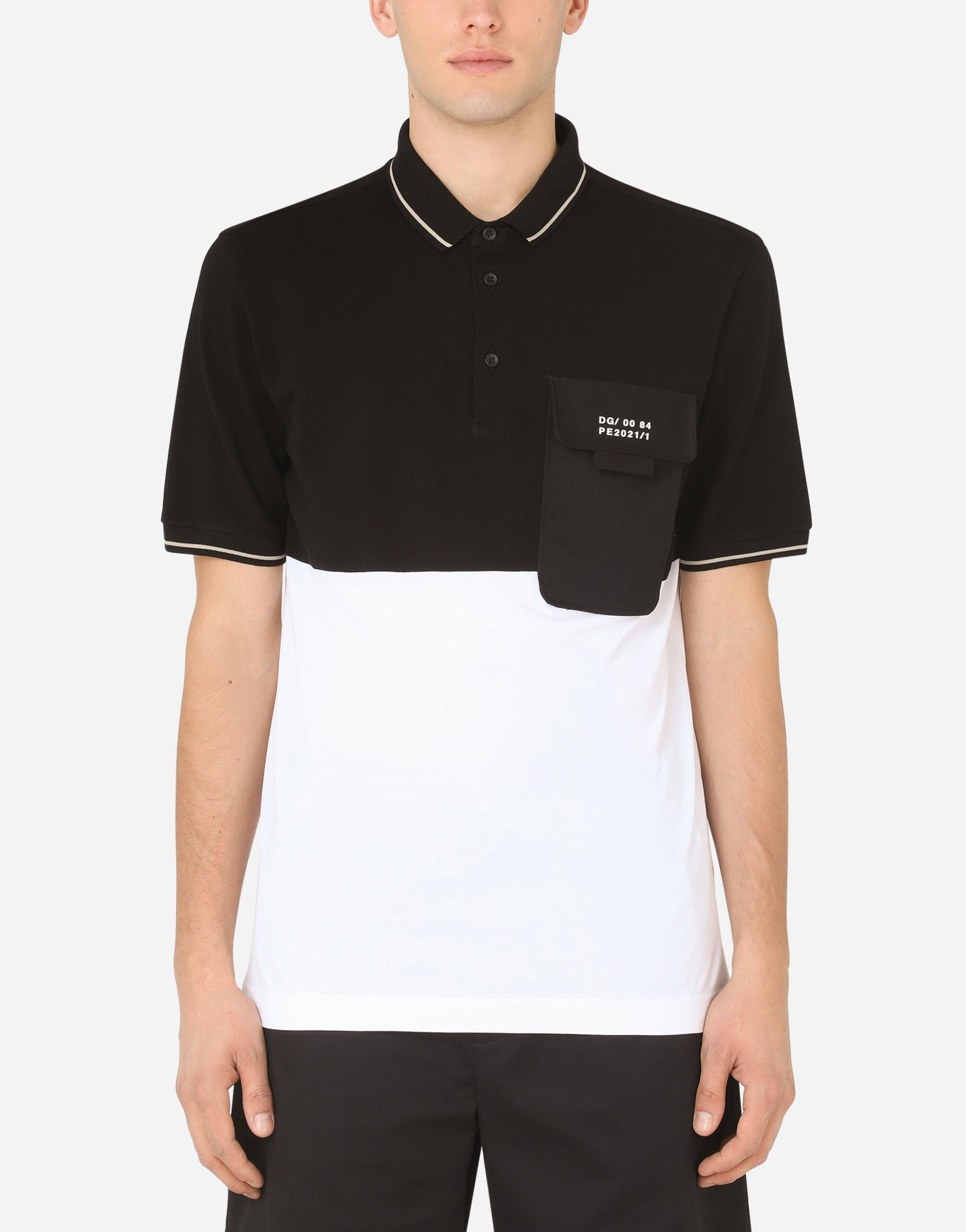 Dolce & Gabbana Two-Tone Piqué Polo Shirt
