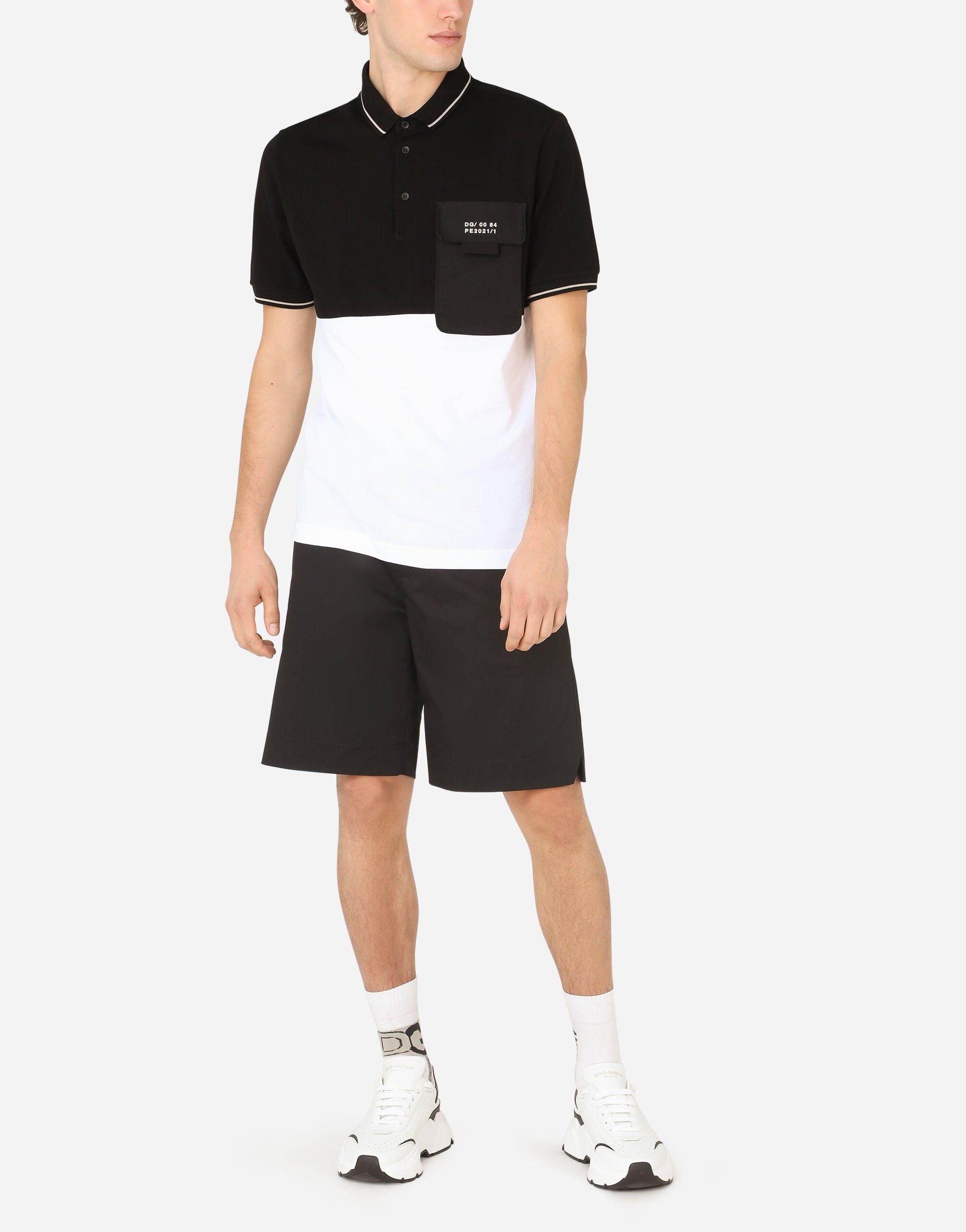 Dolce & Gabbana Two-Tone Piqué Polo Shirt