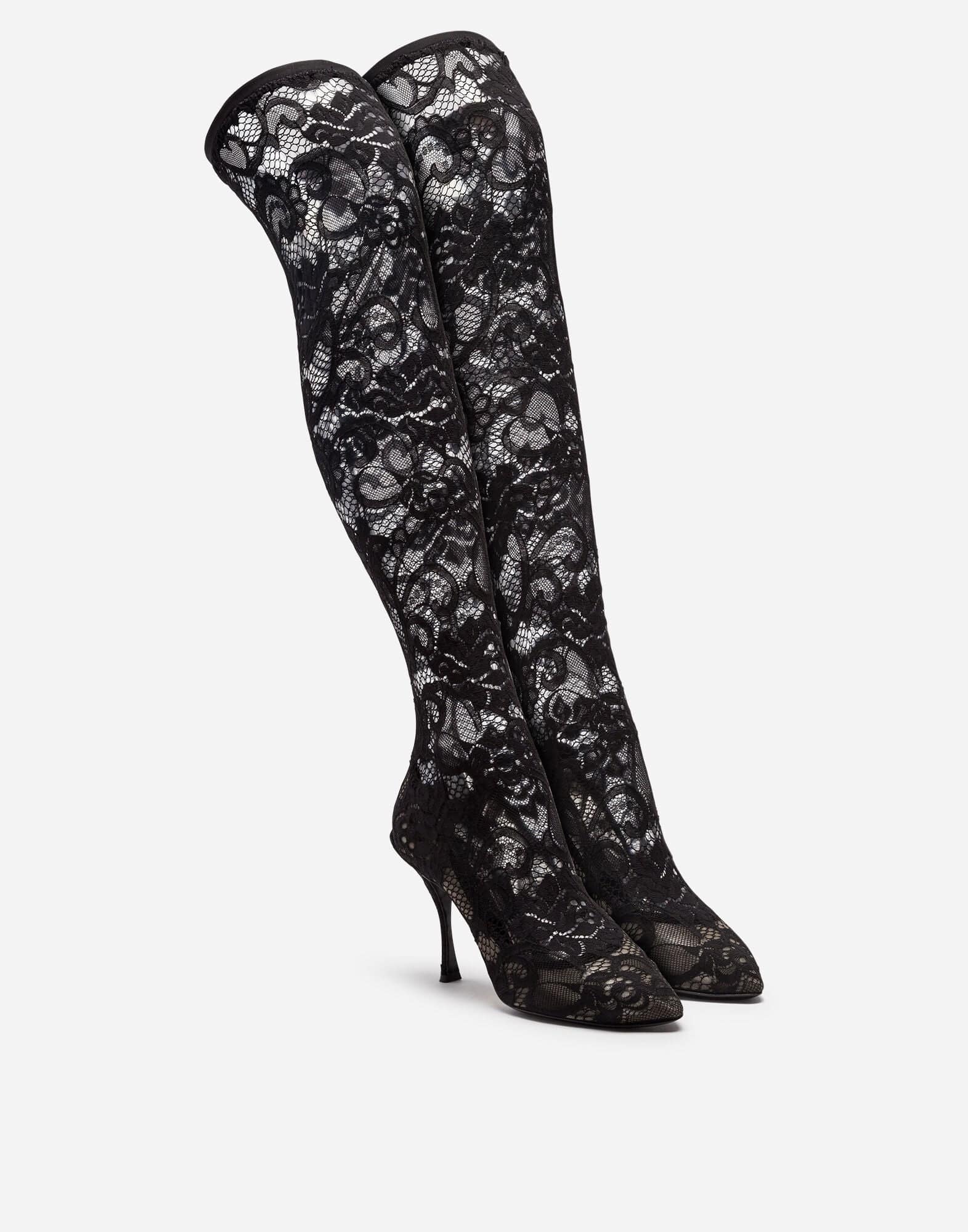 Dolce & Gabbana Under-The-Knee Stretch Lace Boots