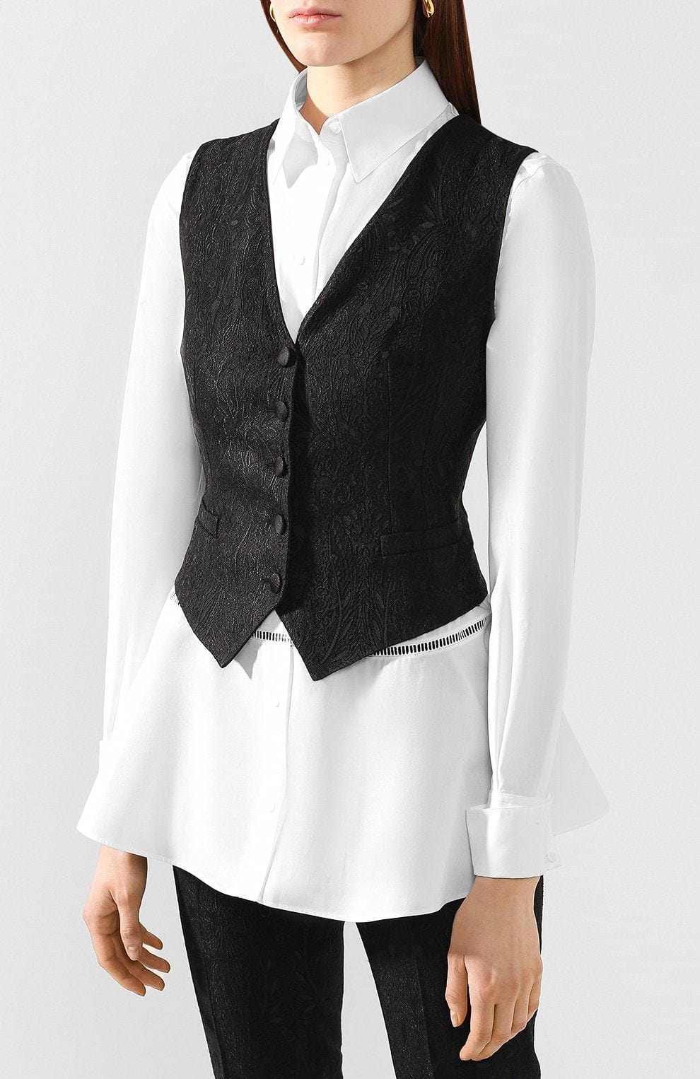 Dolce & Gabbana V-Neck Floral Jacquard Vest