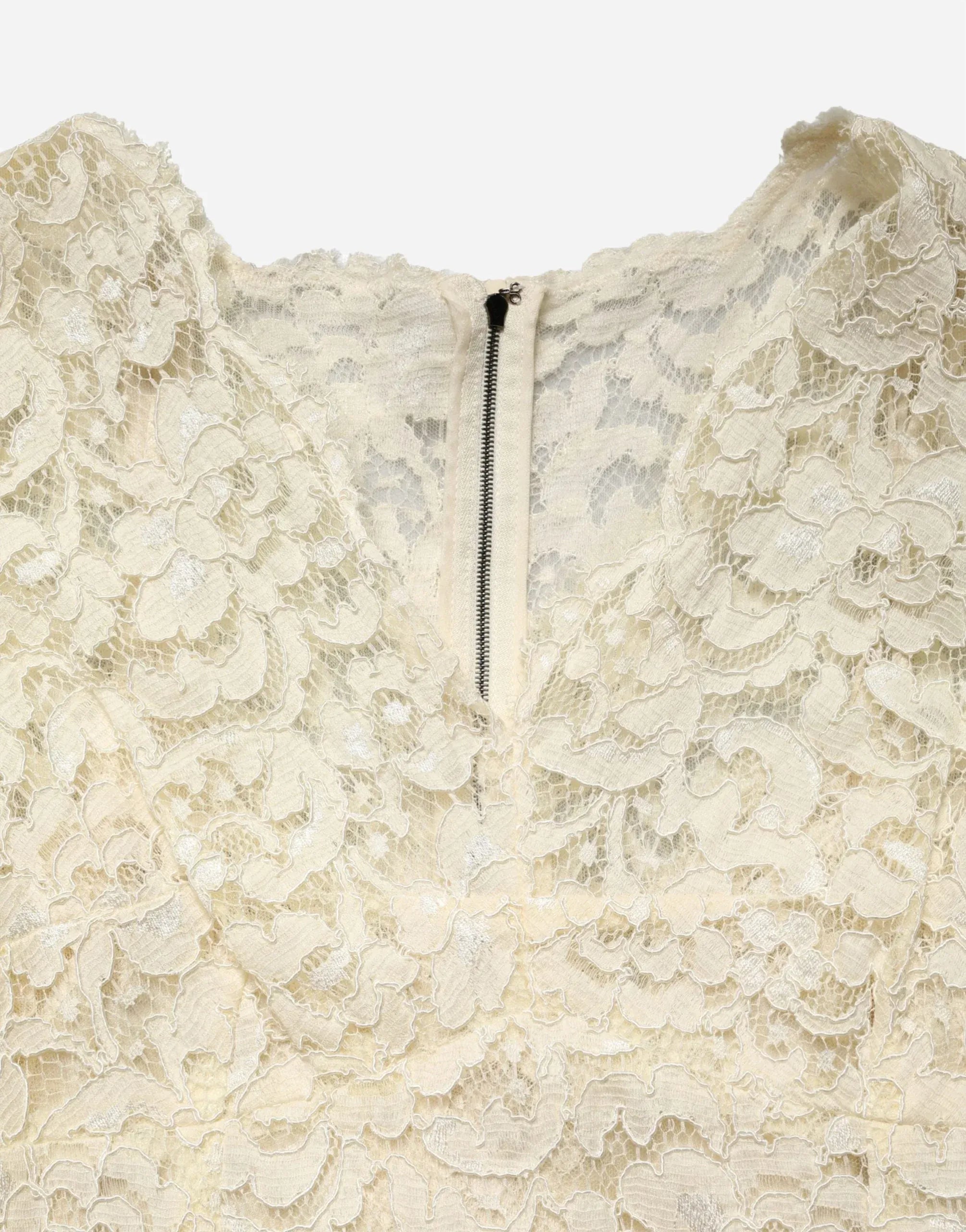 Dolce & Gabbana V-Neck Lace Three-Quarter Sleeves Maxi Dress