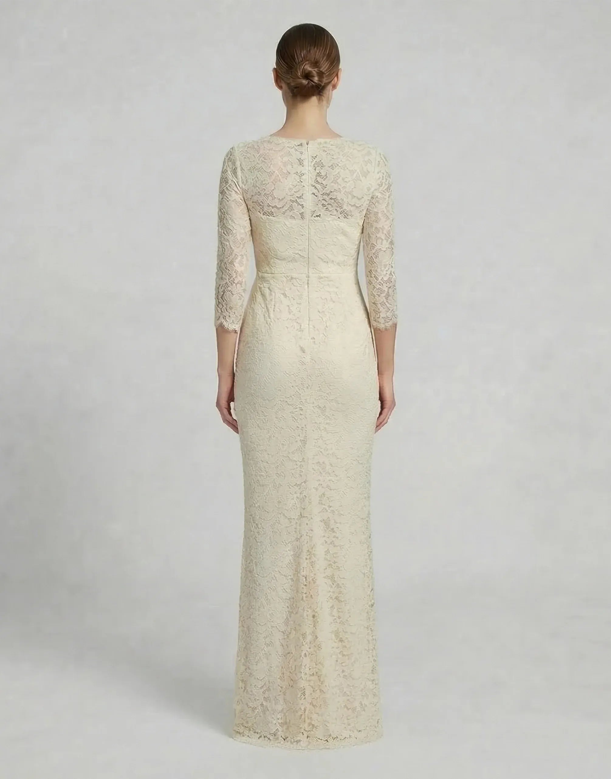 Dolce & Gabbana V-Neck Lace Three-Quarter Sleeves Maxi Dress