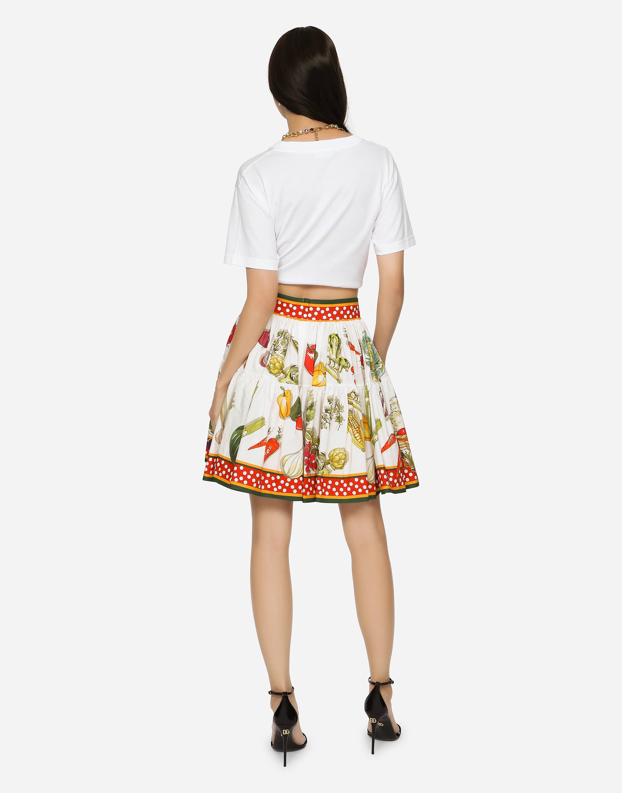 Dolce & Gabbana Vegetable-Print Poplin Circle Skirt