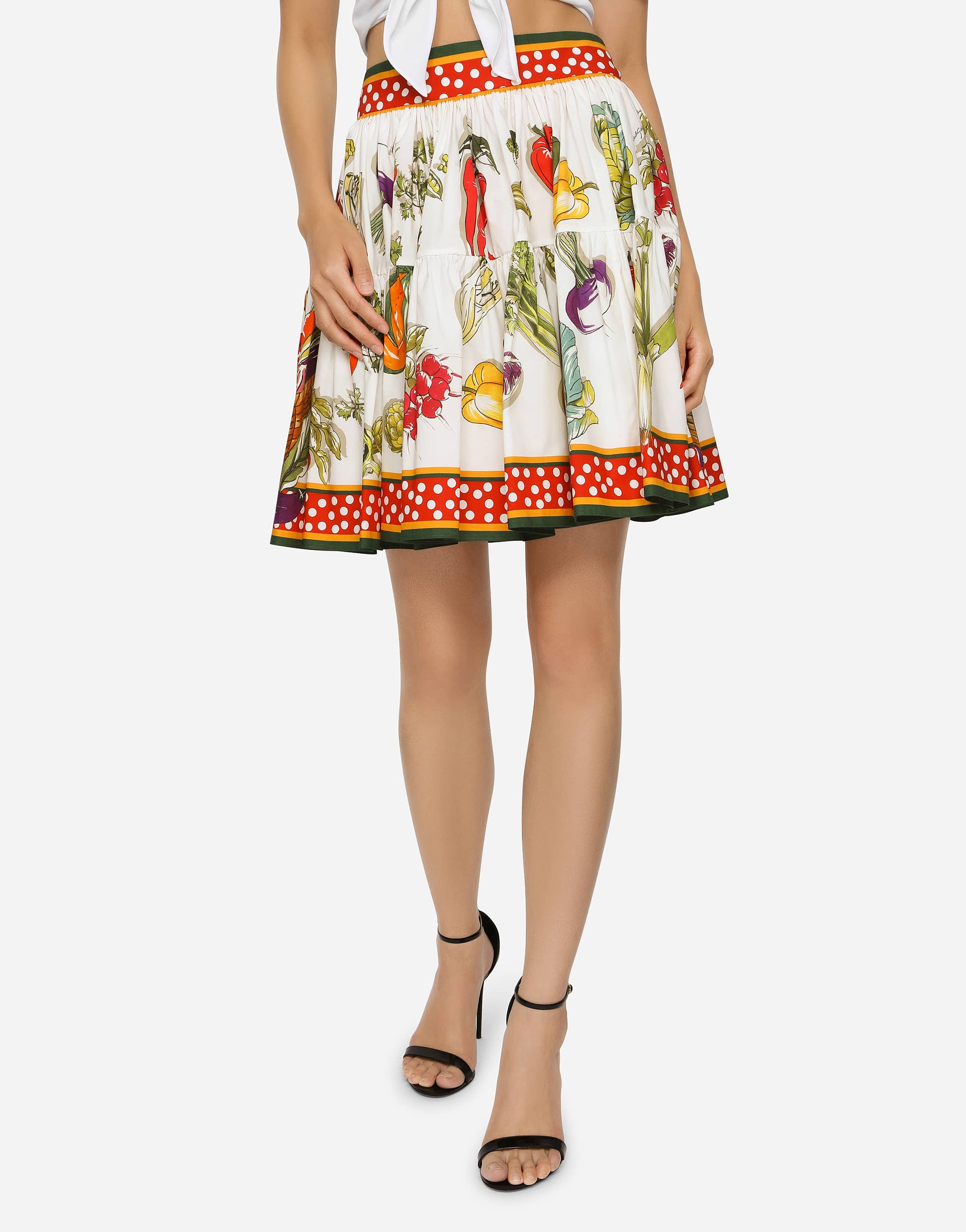 Dolce & Gabbana Vegetable-Print Poplin Circle Skirt