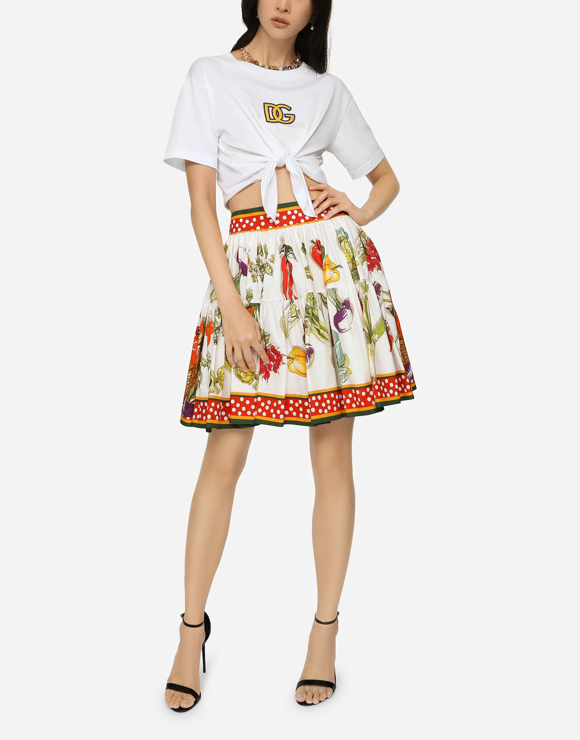 Dolce & Gabbana Vegetable-Print Poplin Circle Skirt - alternate view