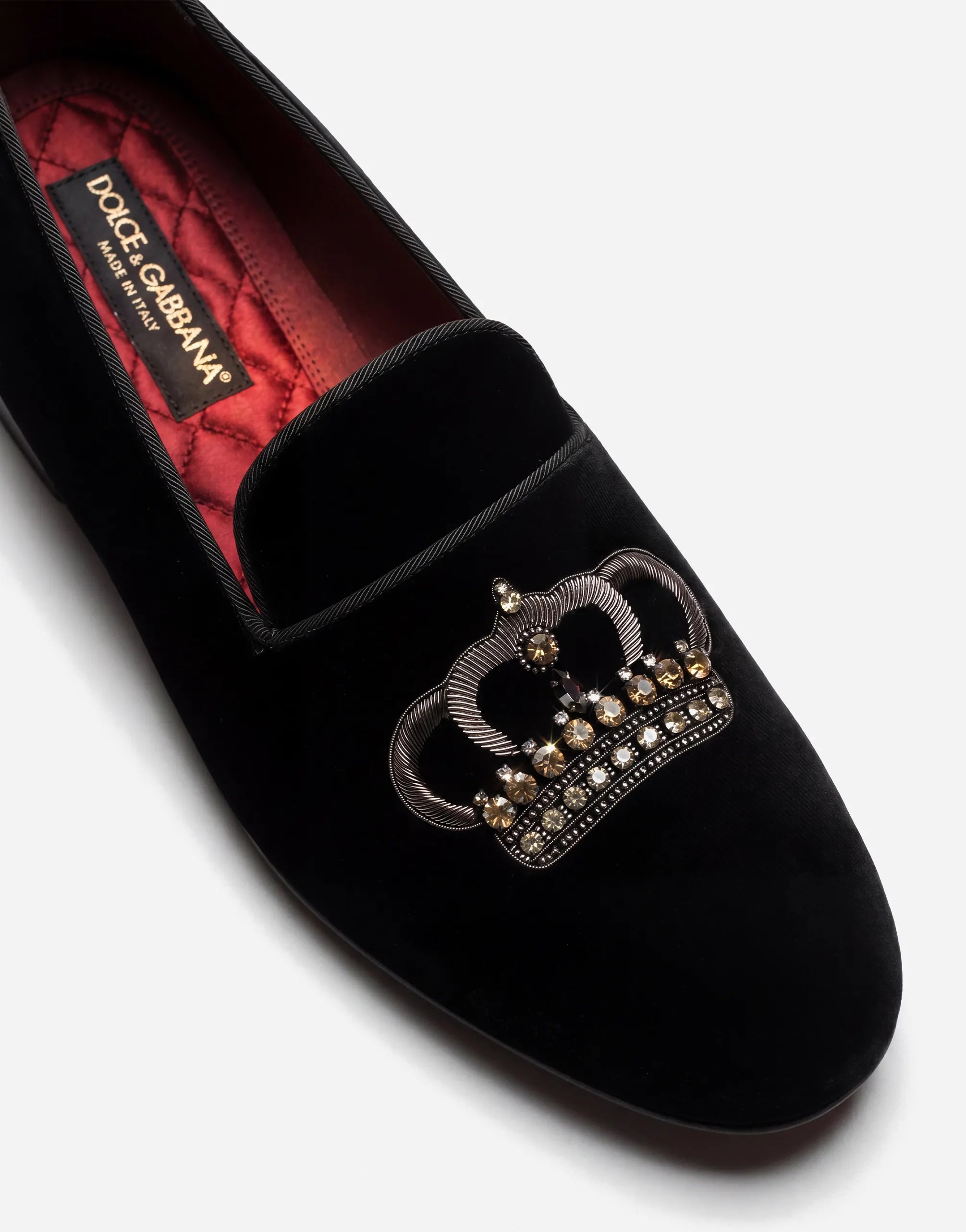 Dolce & Gabbana Dolce & Gabbana Velvet Crown Embroidered Loafers