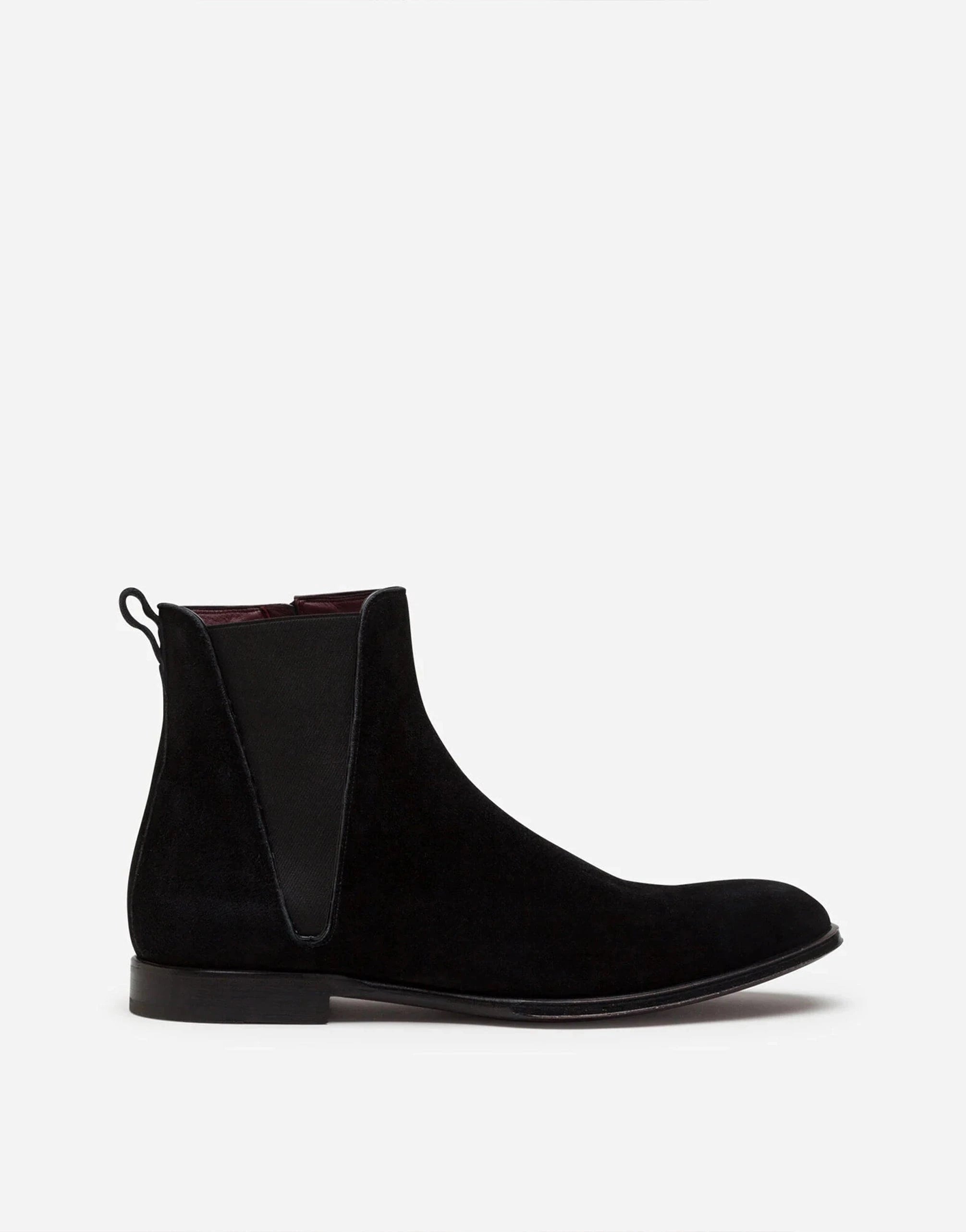 Dolce & Gabbana Velvet Leather Chelsea Boots