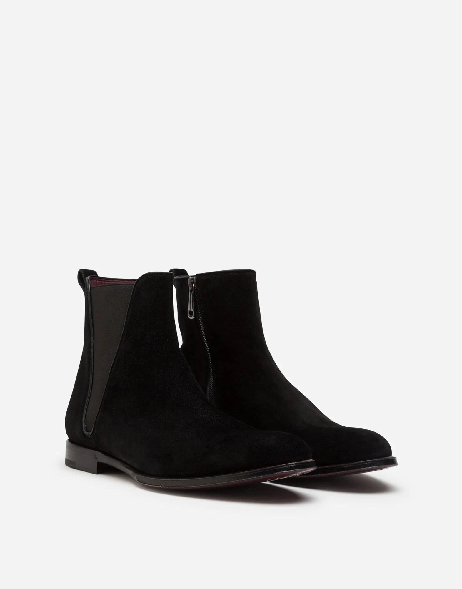 Dolce & Gabbana Velvet Leather Chelsea Boots