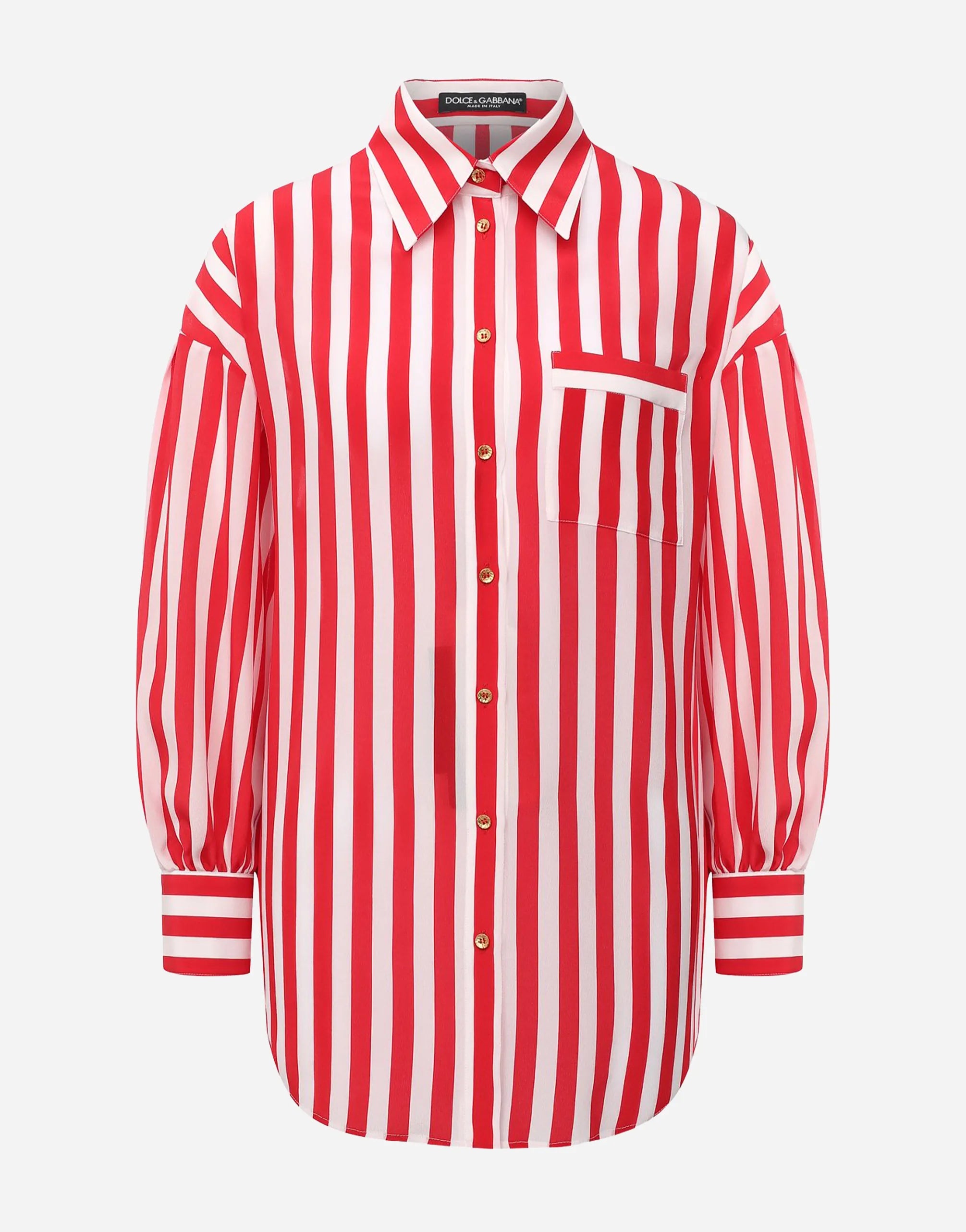 Dolce & Gabbana Vertical Stripe Silk Button Shirt