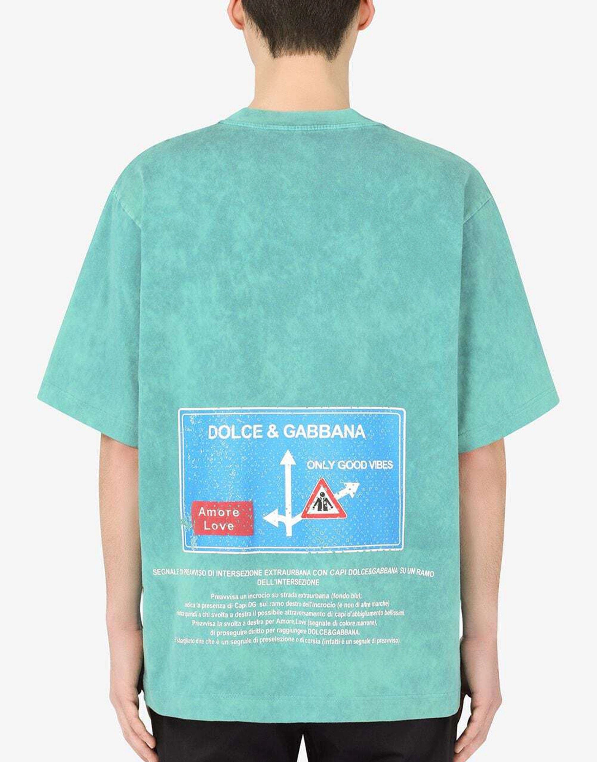 Dolce & Gabbana Washed Cotton T-Shirt With Print