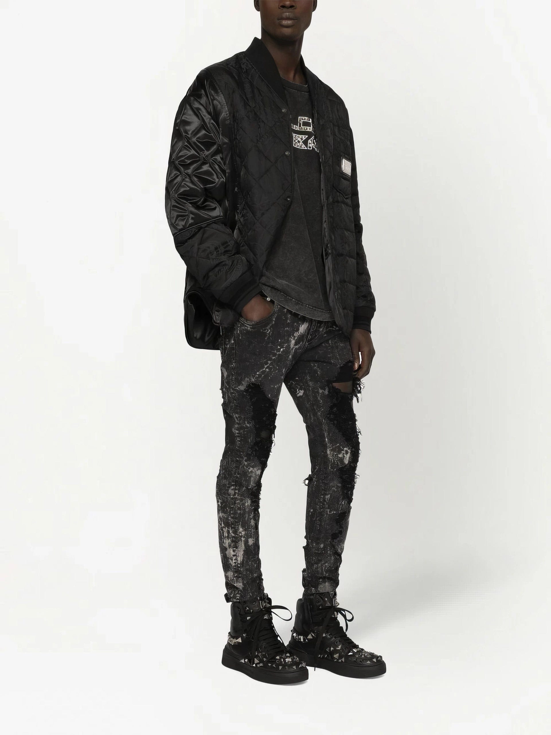 Dolce & Gabbana Washed Cotton T-Shirt With Studs