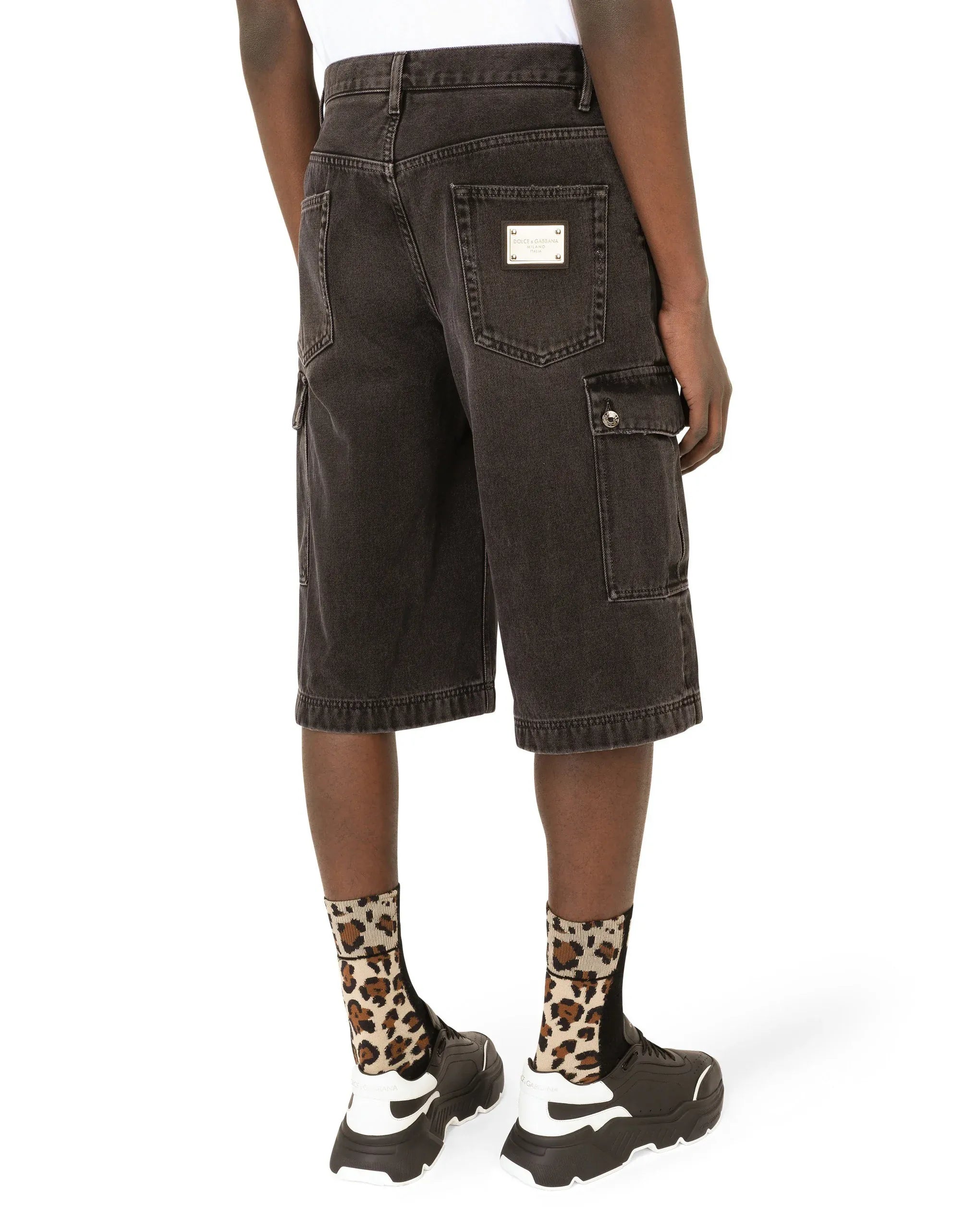 Dolce & Gabbana Washed Denim Cargo Bermuda Shorts