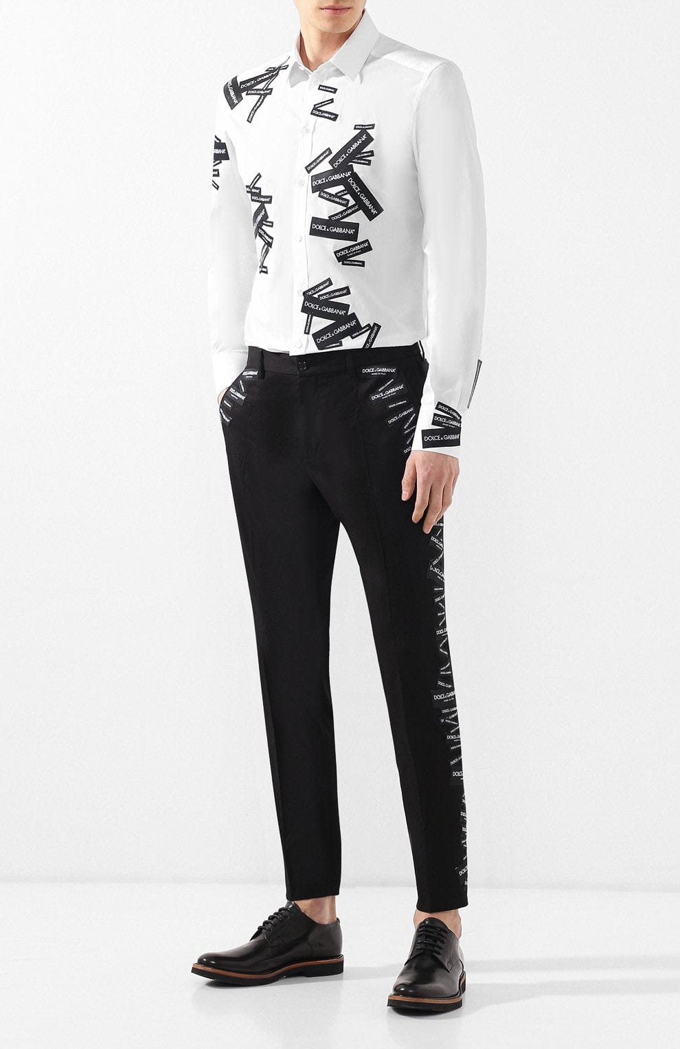 Dolce & Gabbana White All-Over Logo Cotton Shirt