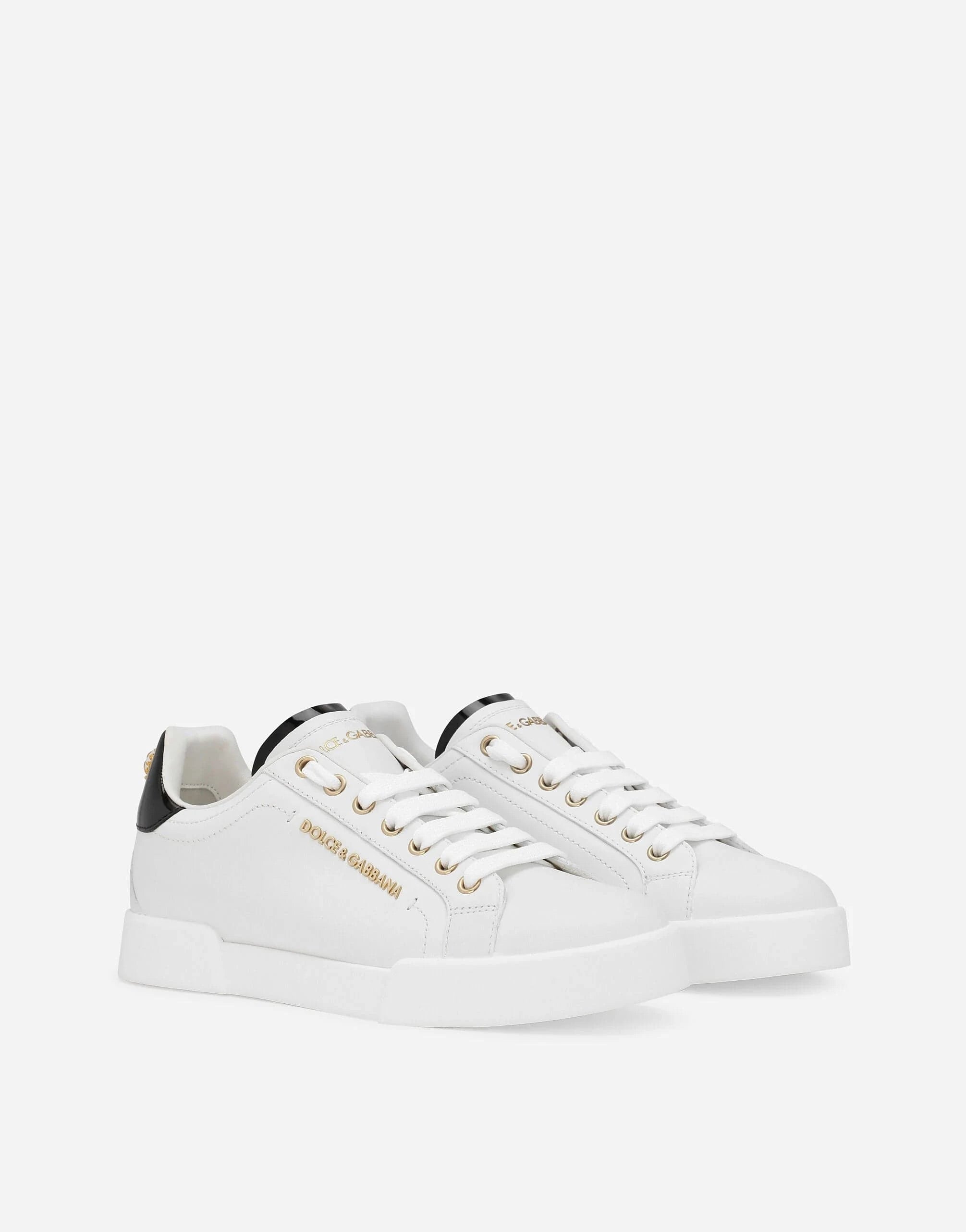 Dolce & Gabbana White Calfskin Portofino Sneakers