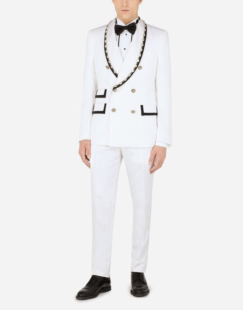 Dolce & Gabbana White Cotton Gold-Fit Tuxedo Shirt