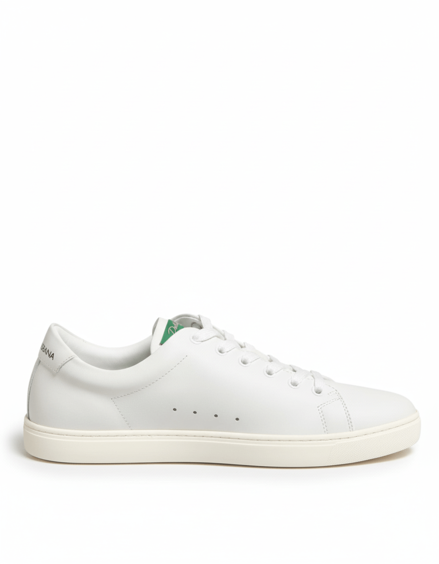 Dolce & Gabbana White Rose-Embroidery Patch Low-Top Sneakers