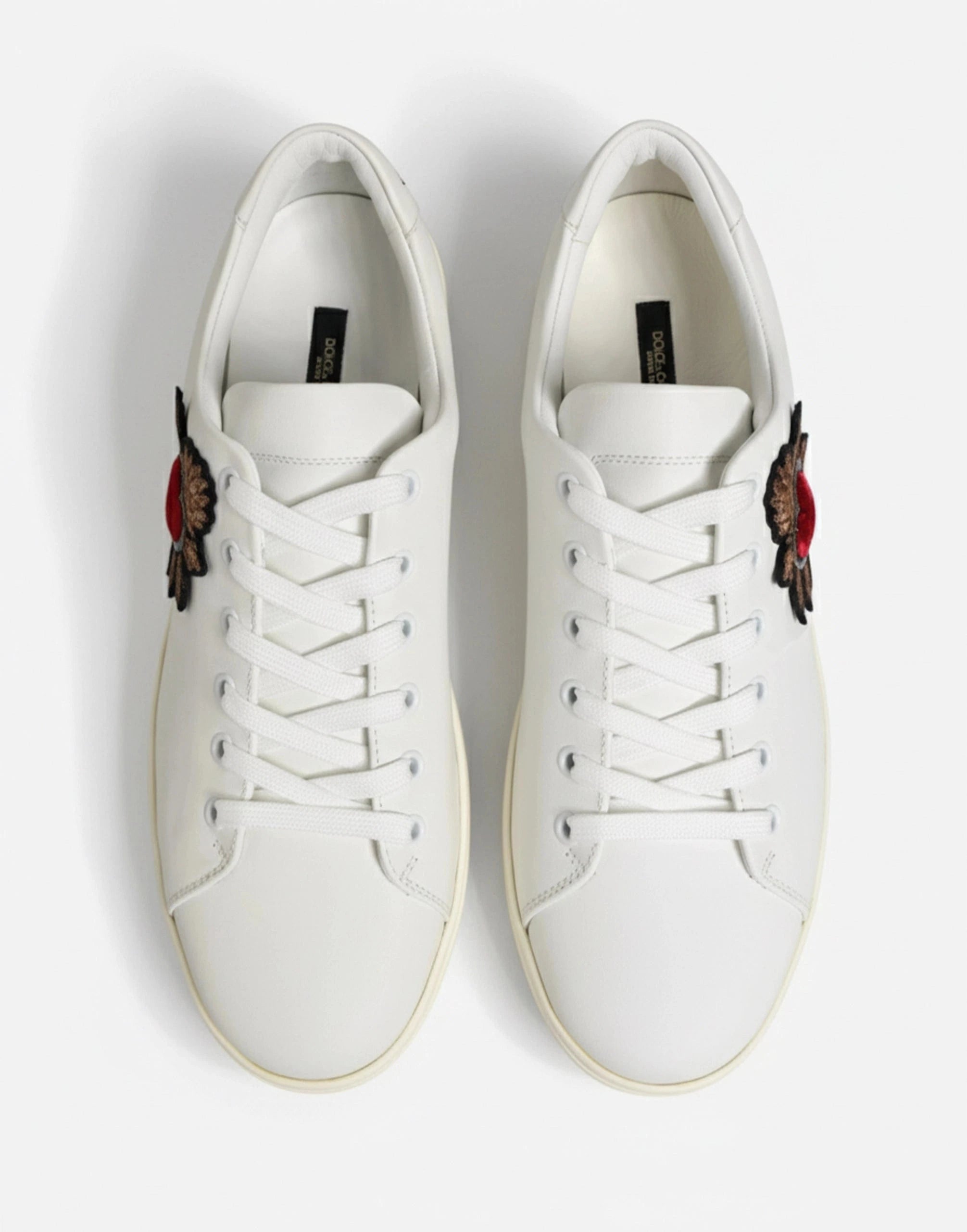 Dolce & Gabbana White Sacred-Heart Patch Leather Sneakers