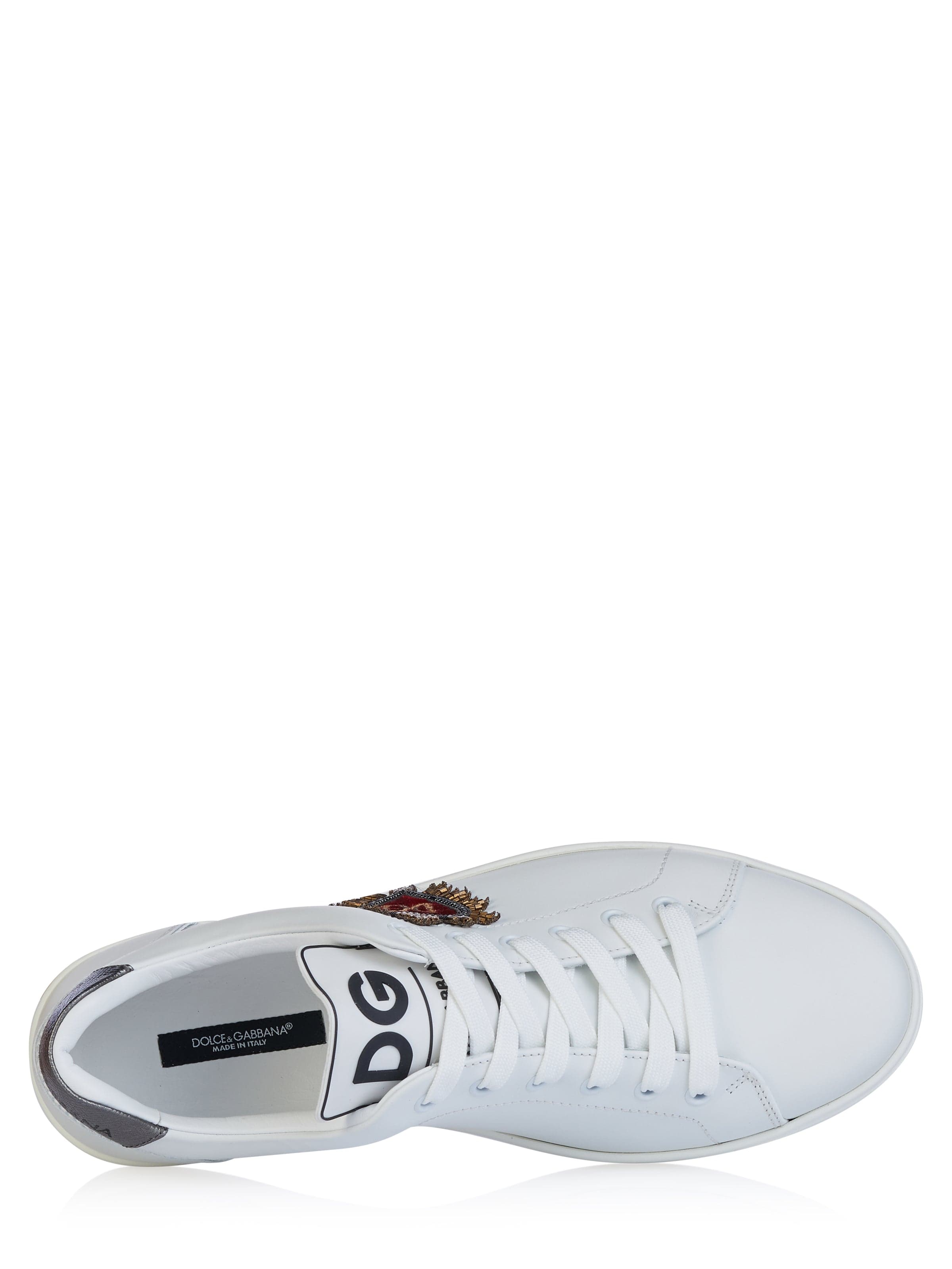 Dolce & Gabbana White Sacred-Heart Patch Sneakers