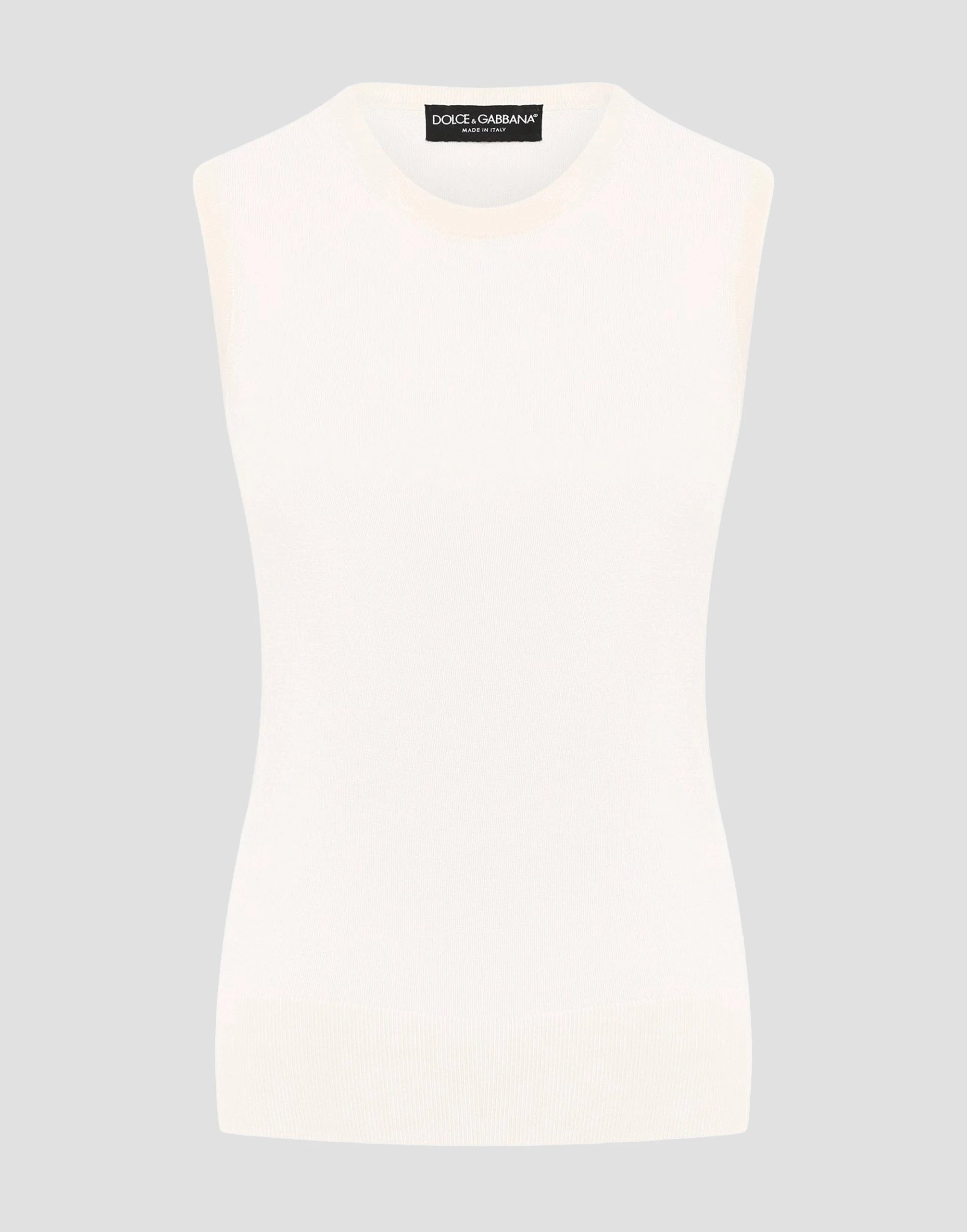 Dolce & Gabbana White Sleeveless Silk Sweater