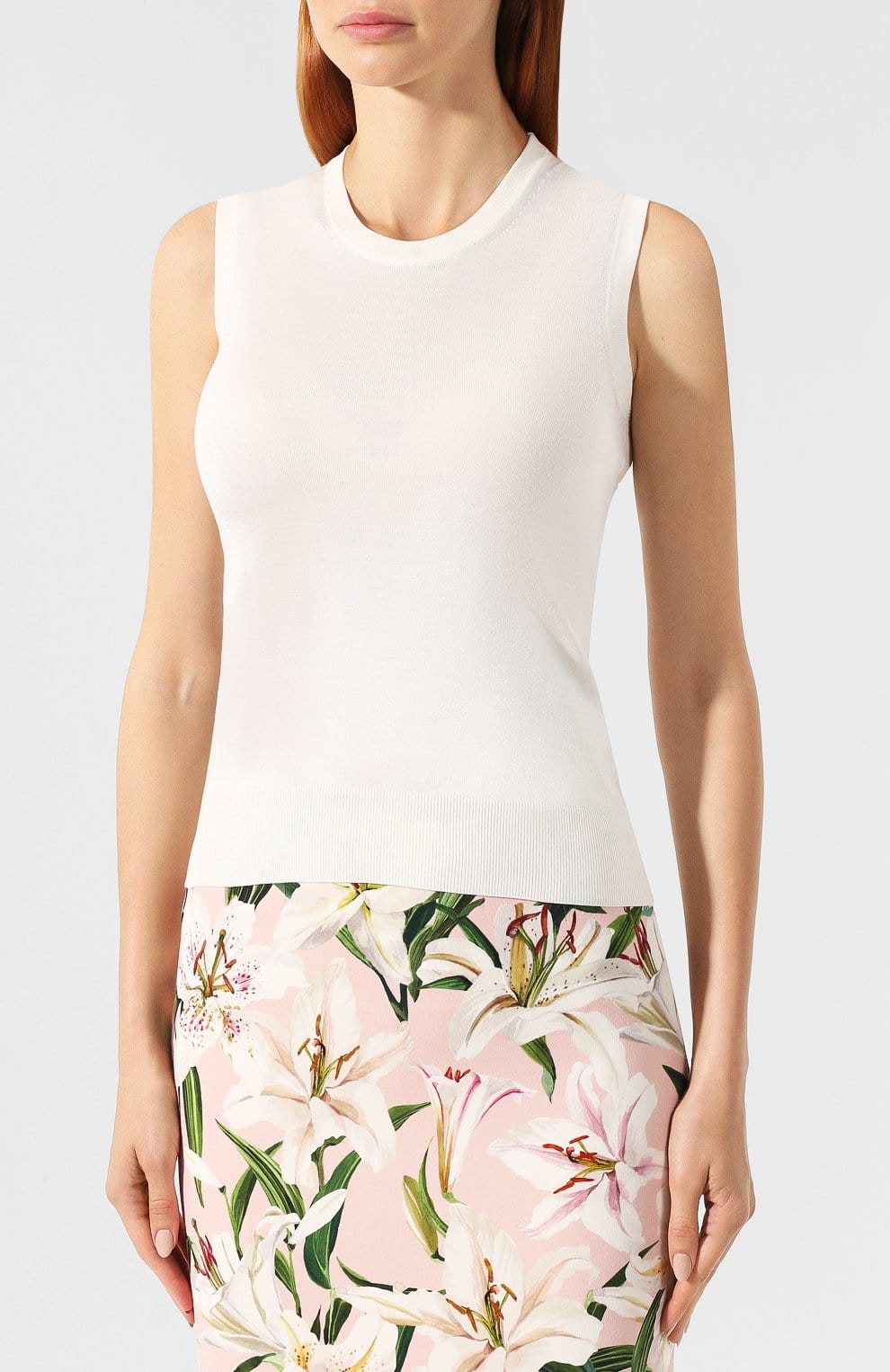 Dolce & Gabbana White Sleeveless Silk Sweater