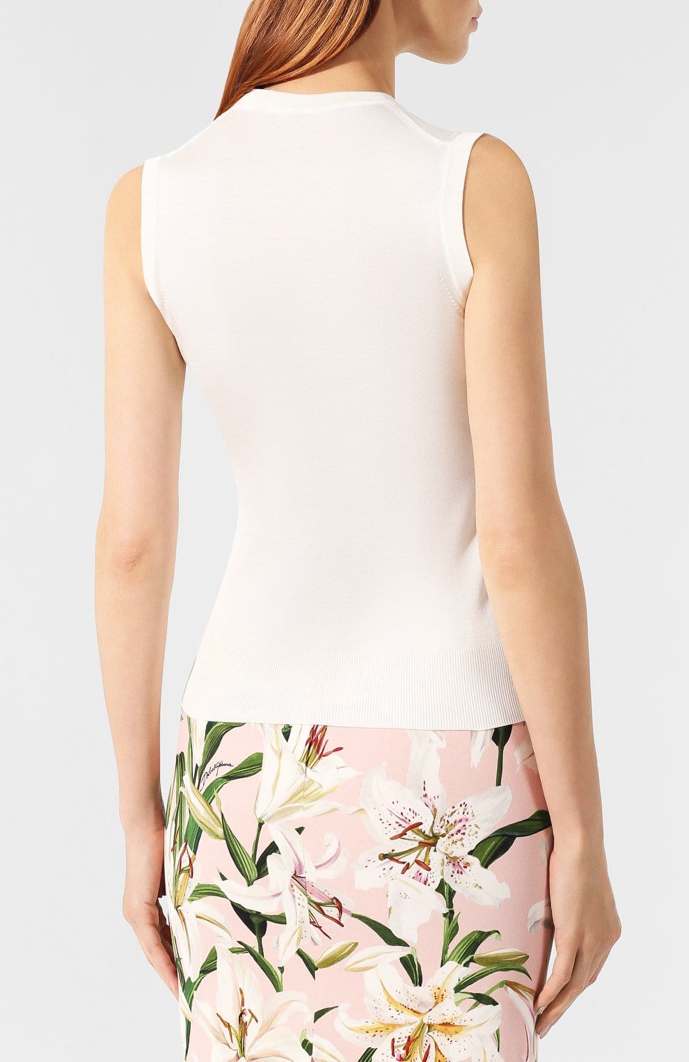 Dolce & Gabbana White Sleeveless Silk Sweater